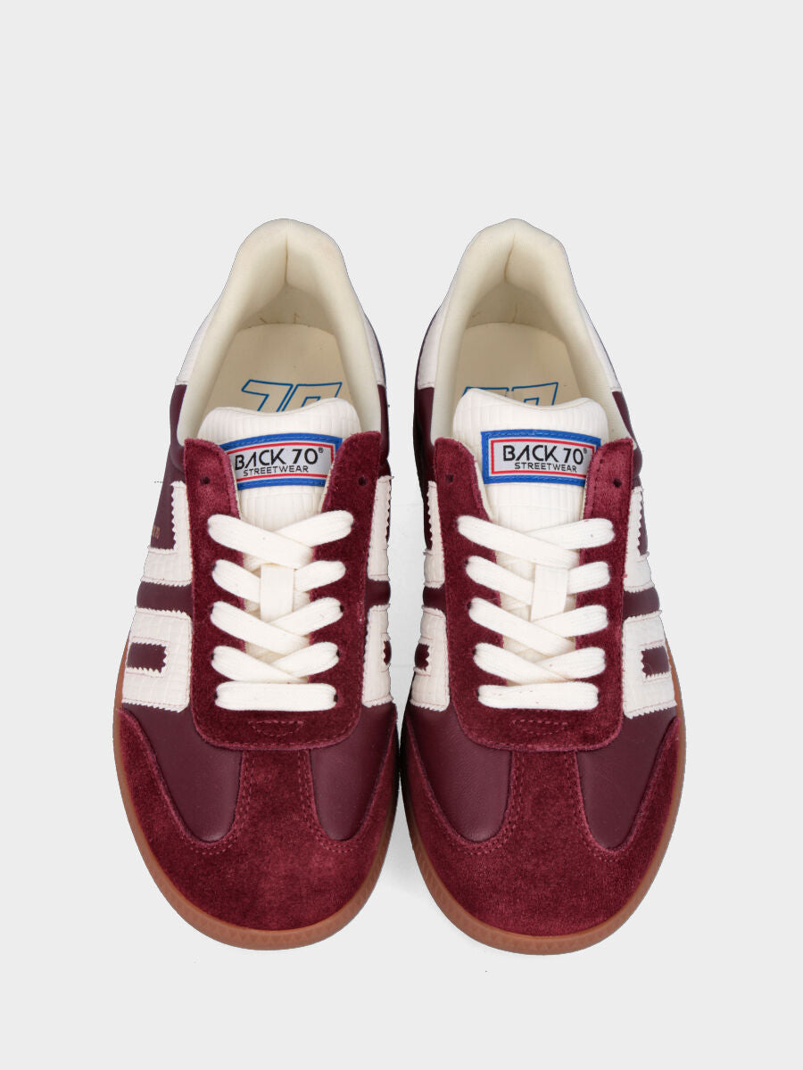 Sneaker in vitello bordeaux con fondo in gomma 20mm