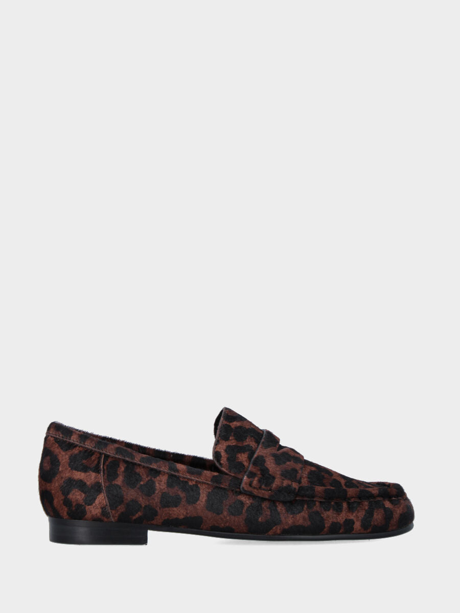 Mocassino in cavallino marrone leopardato