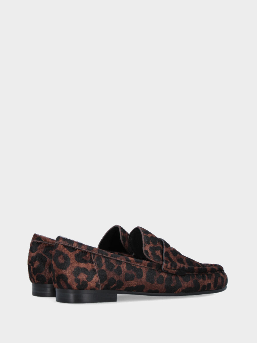 Mocassino in cavallino marrone leopardato