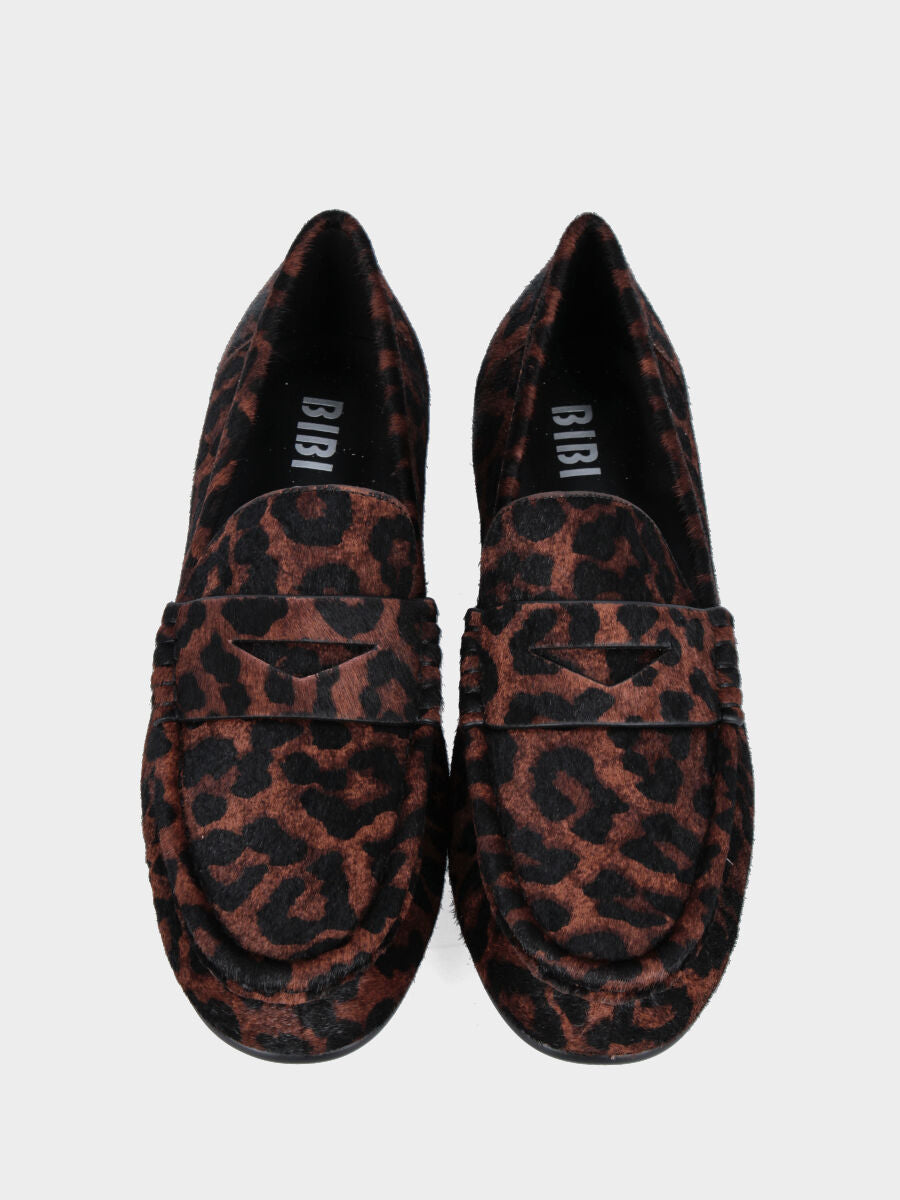 Mocassino in cavallino marrone leopardato
