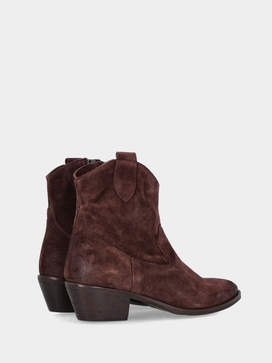 Camperos tronchetto in velour testa di moro con ricamo sul collo