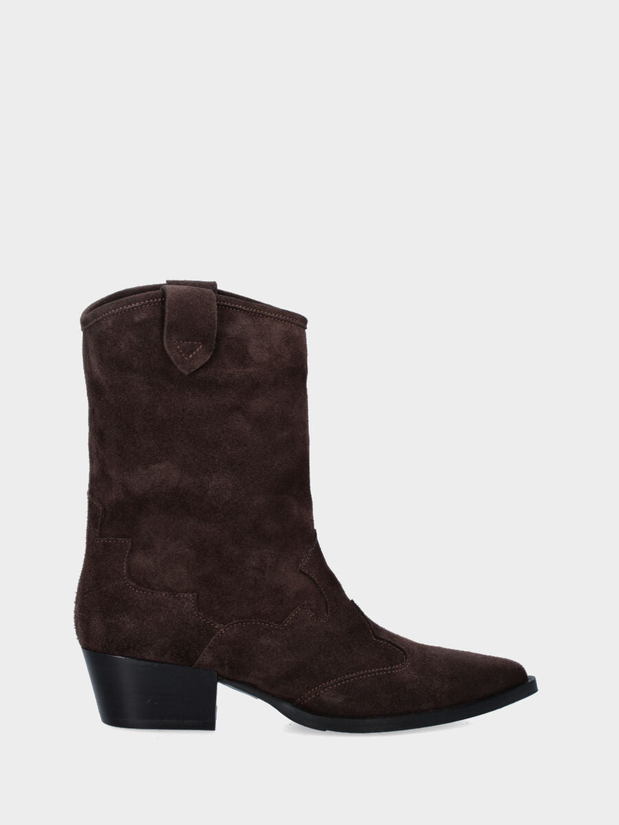 Camperos a stivaletto in velour testa di moro con punta sfilata