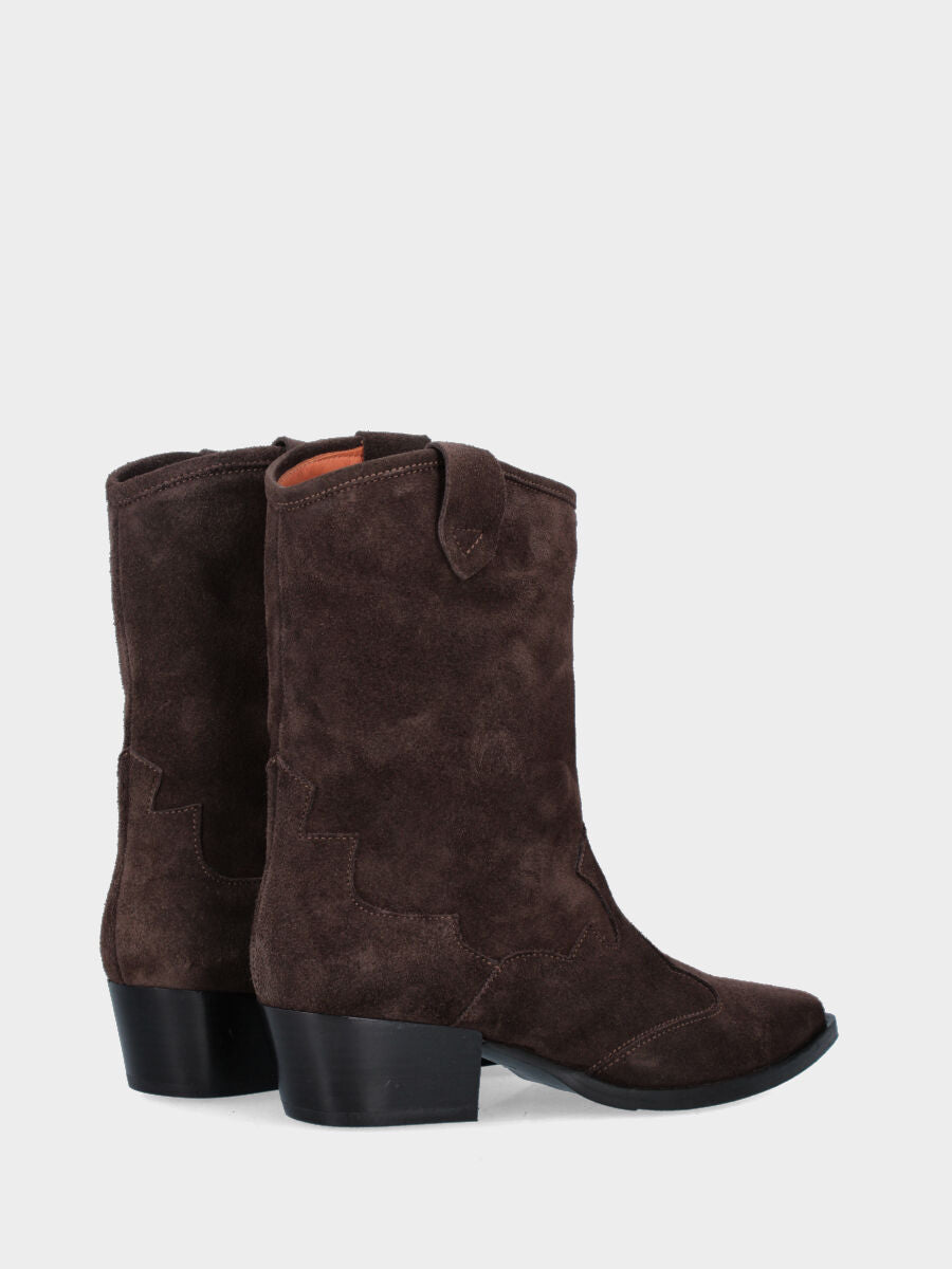 Camperos a stivaletto in velour testa di moro con punta sfilata