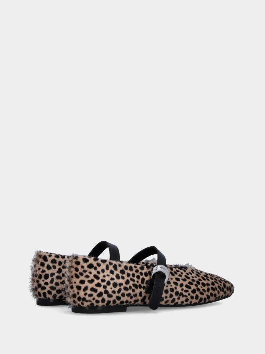 Ballerina Mary Jane in cavallino maculato con tacco basso