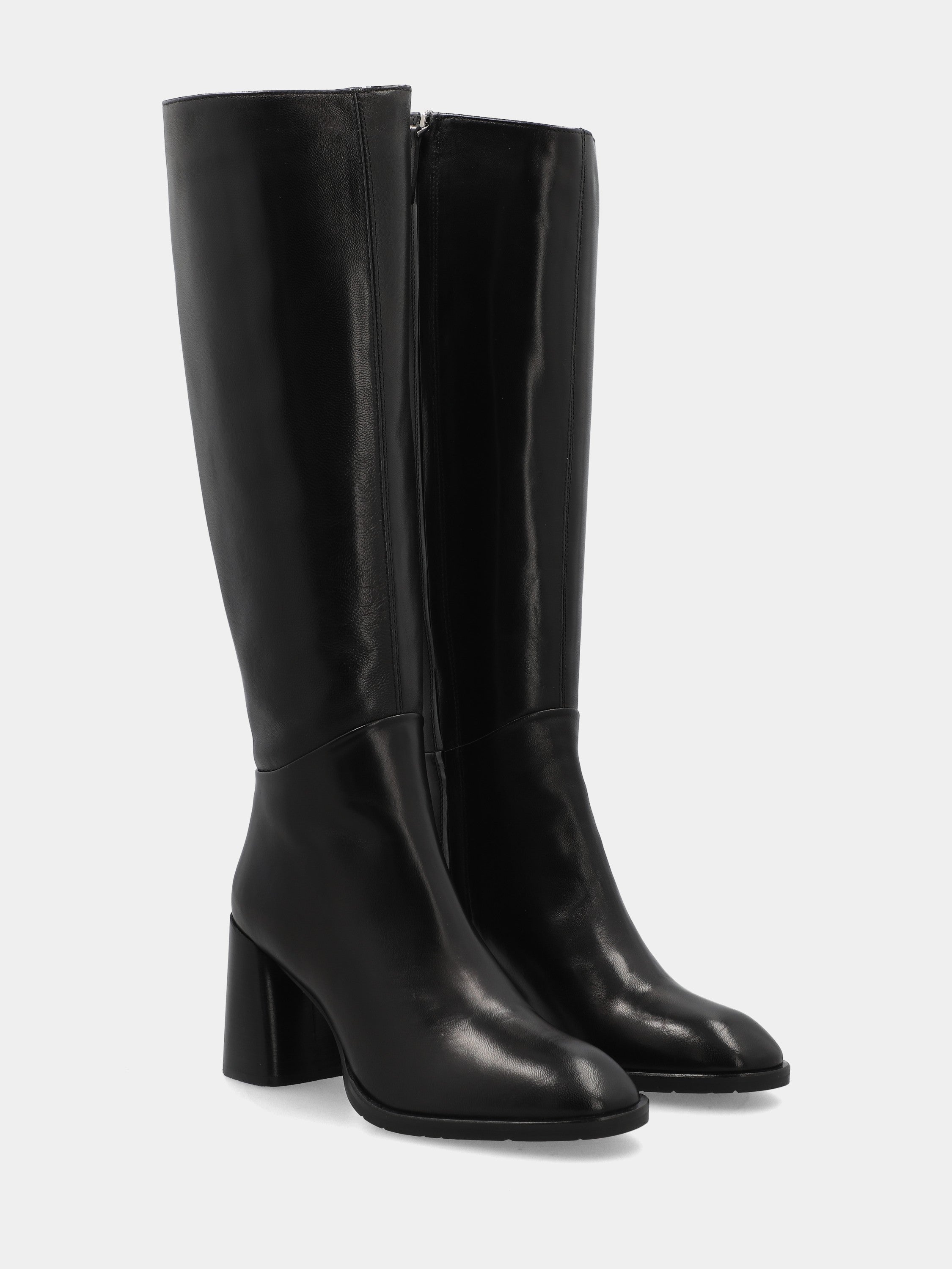 Stivale in nappa nero con tacco a blocco stondato 70mm