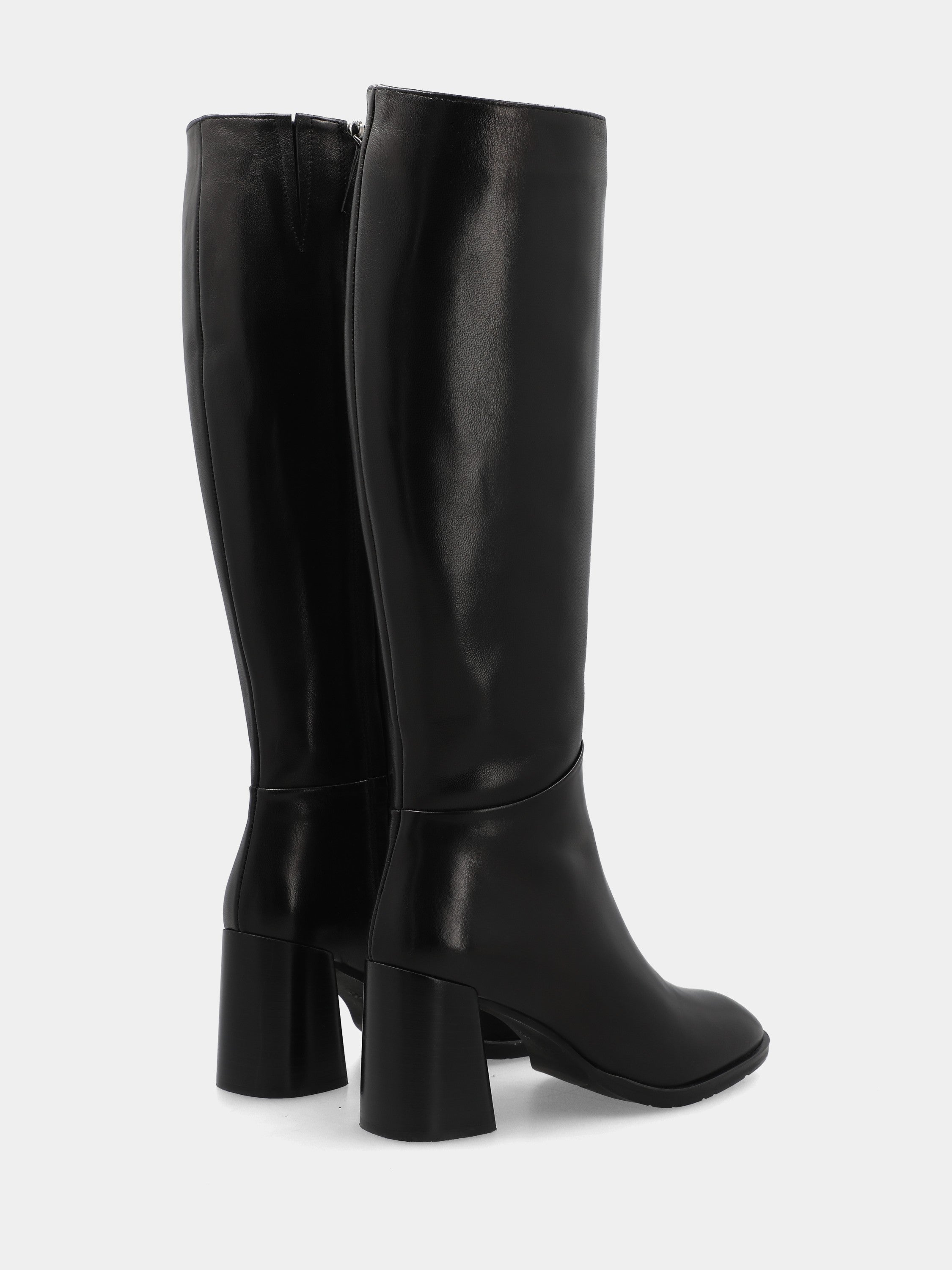 Stivale in nappa nero con tacco a blocco stondato 70mm