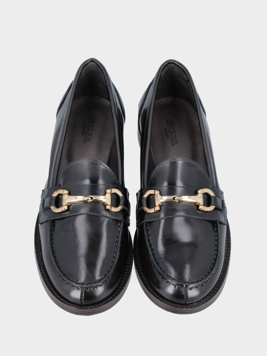 Mocassino in vitello abrasivato testa di moro con morsetto metallico