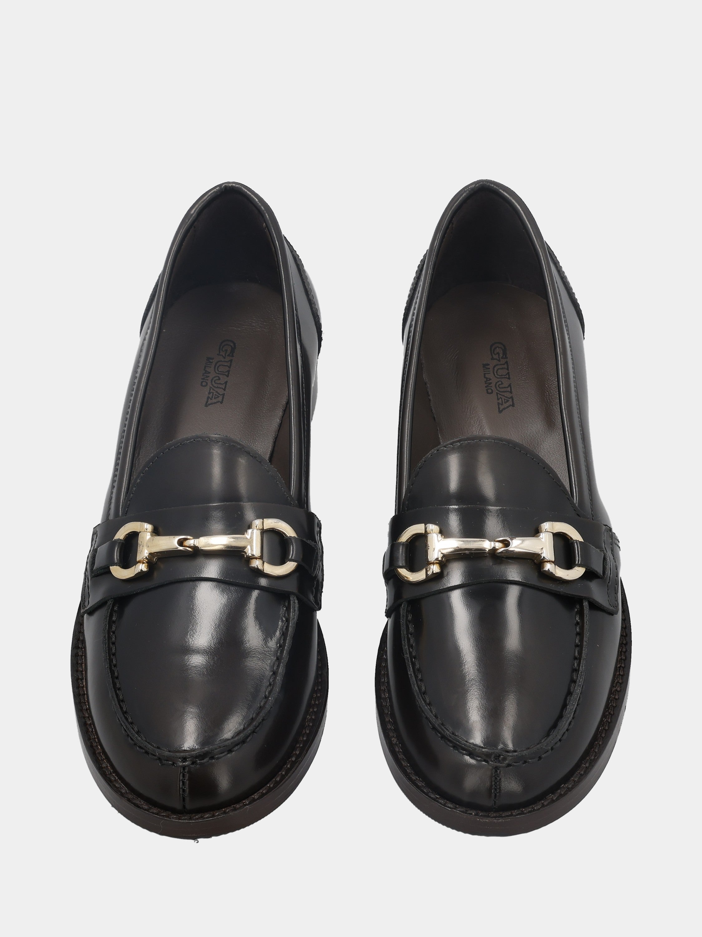 Moccasin in buffed calf leather dark brown with metal bit