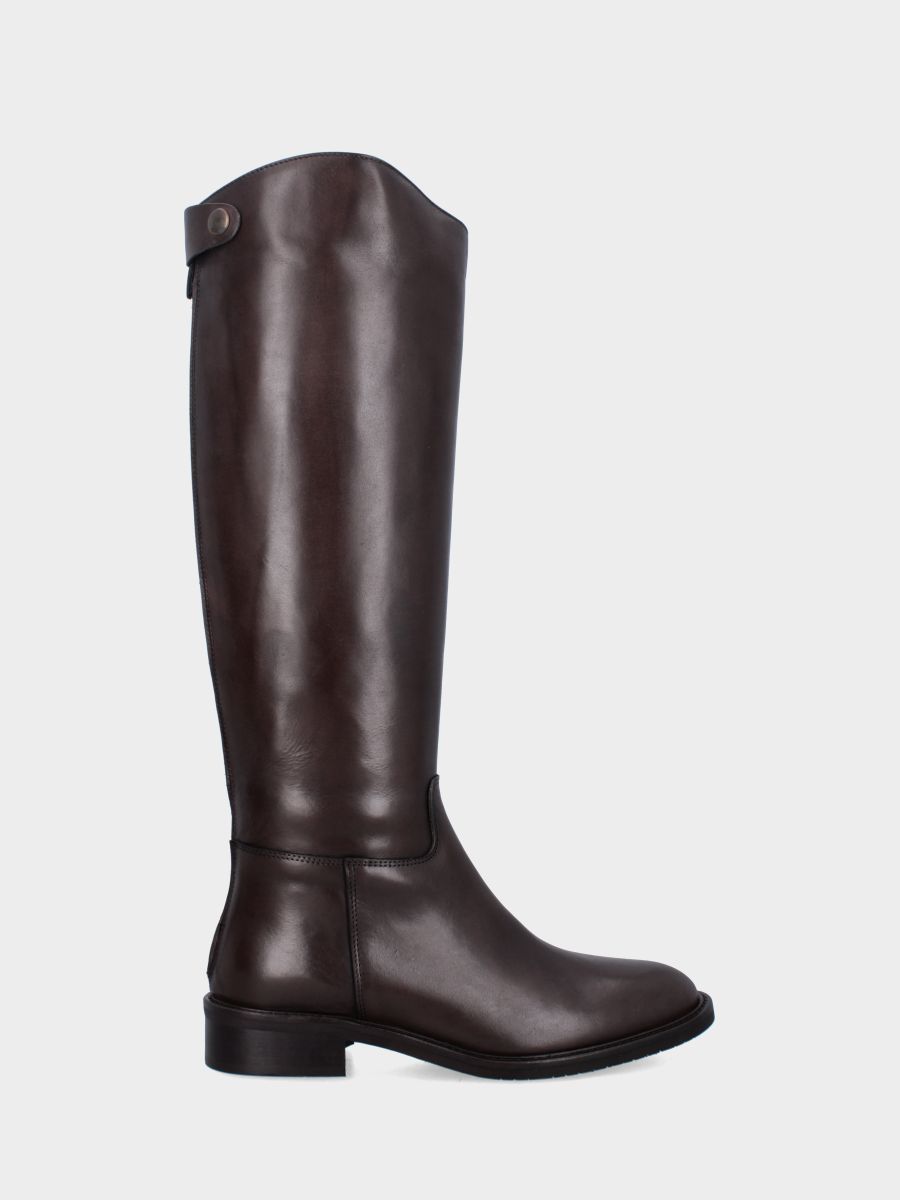 Botte amazone en veau marron foncé avec bout rond