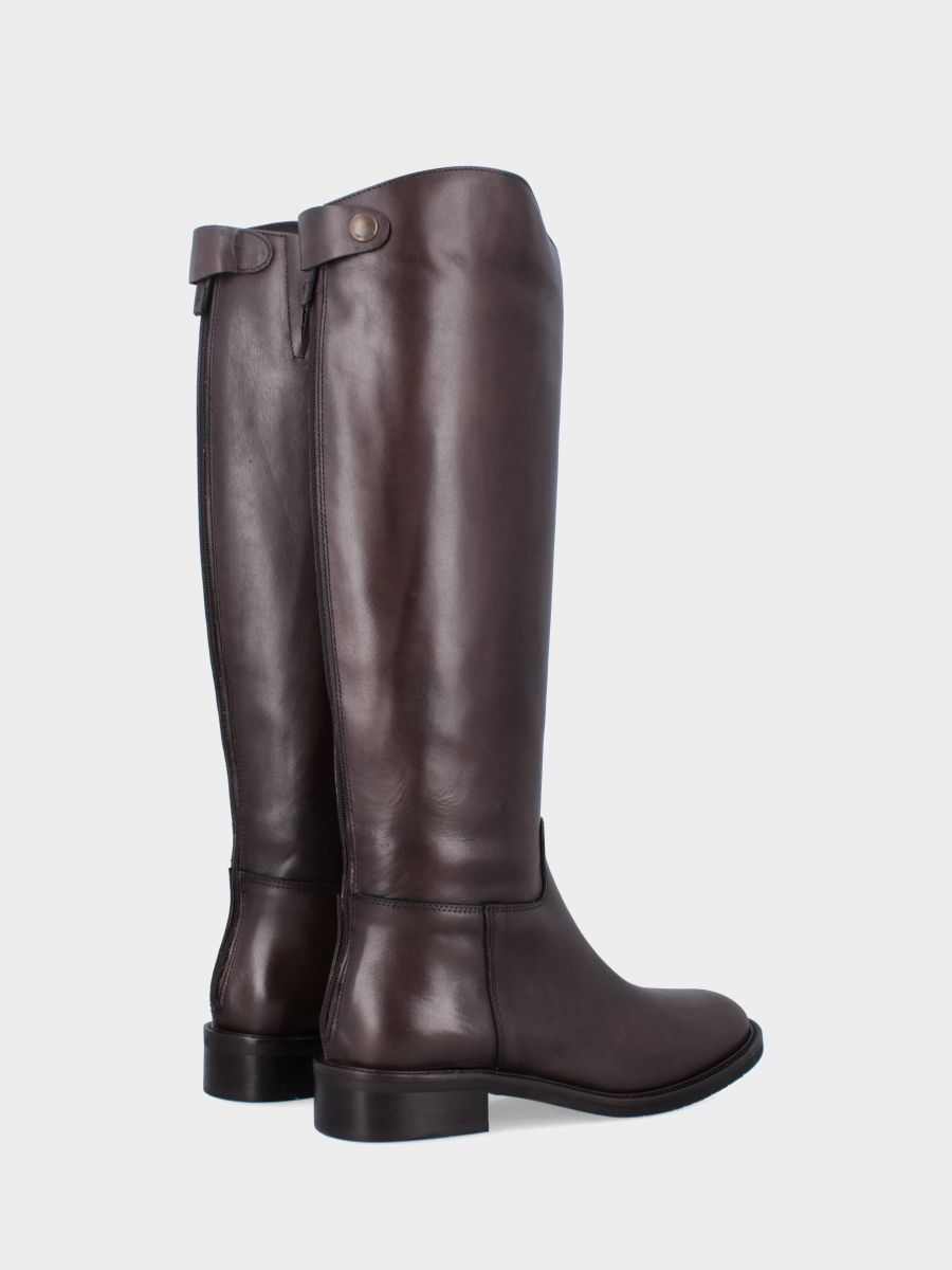 Botte amazone en veau marron foncé avec bout rond