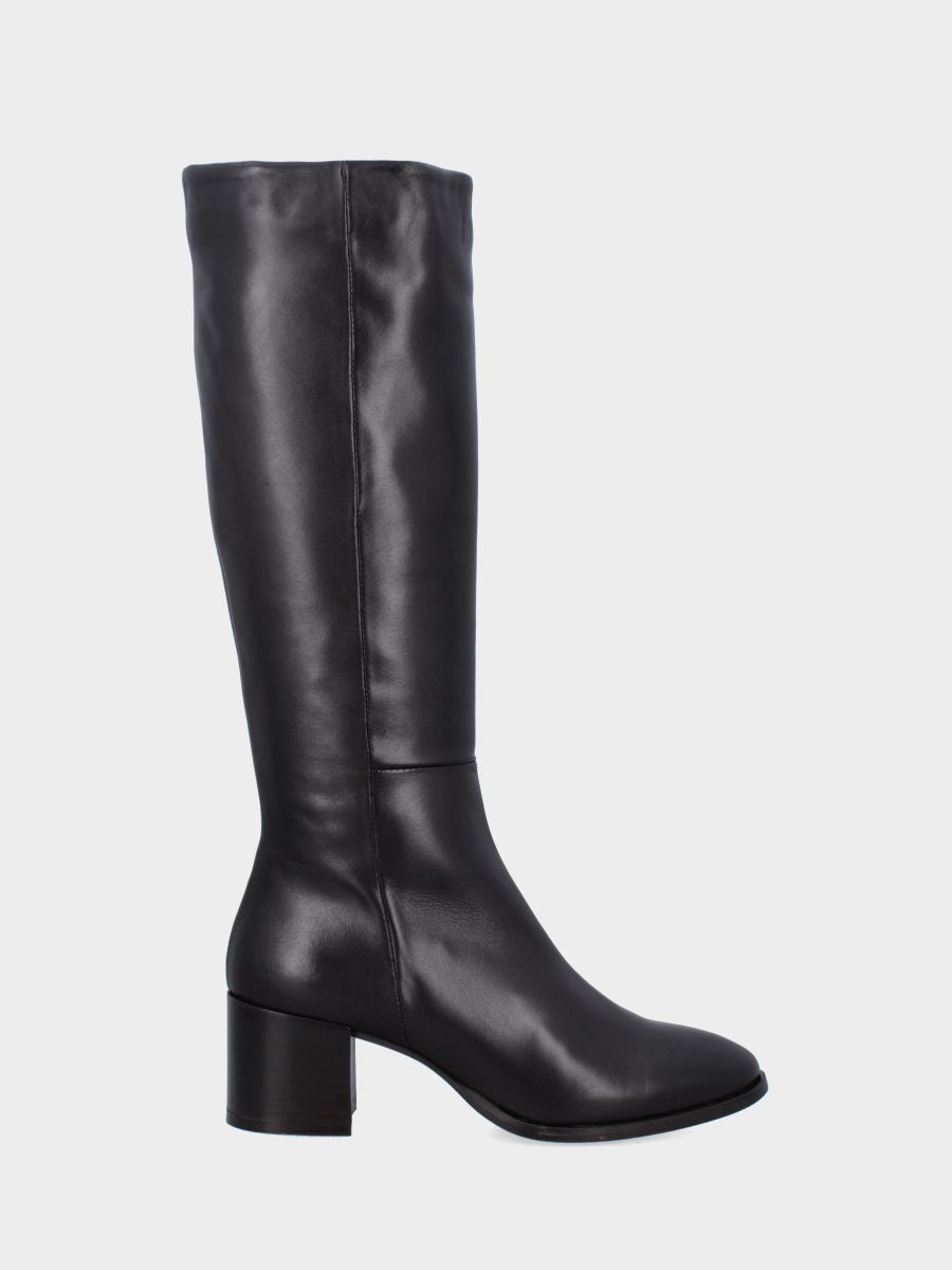 Botte en nappa marron foncé avec talon bloc