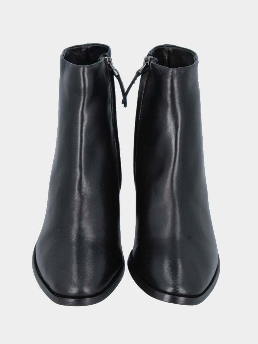 Bottine en nappa noire avec fermeture éclair et talon bloc
