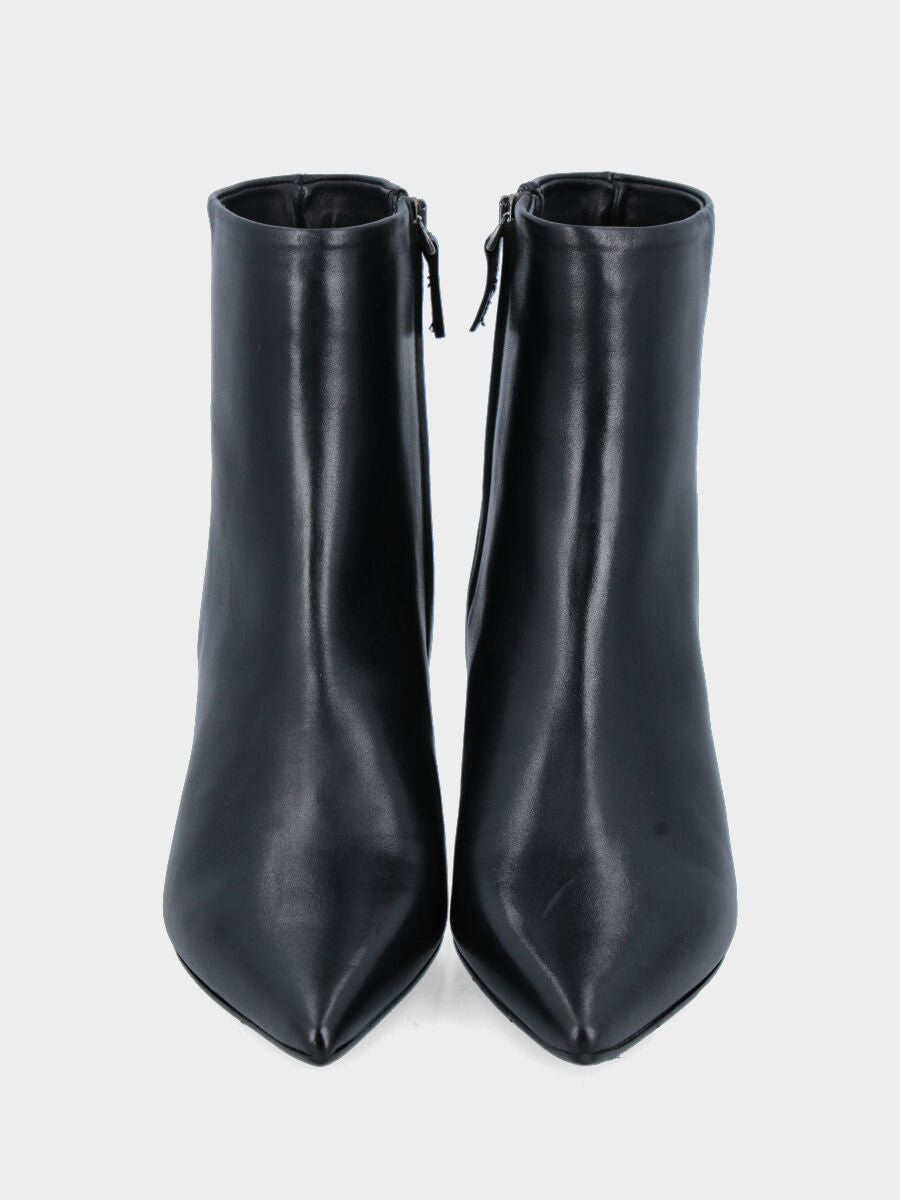 Bottine en veau noir lisse avec fermeture éclair et talon bloc