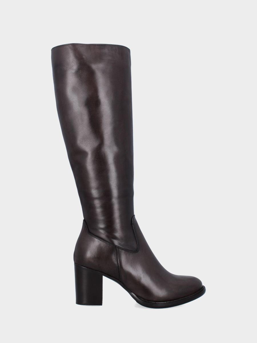 Botte en nappa marron foncé avec talon bloc