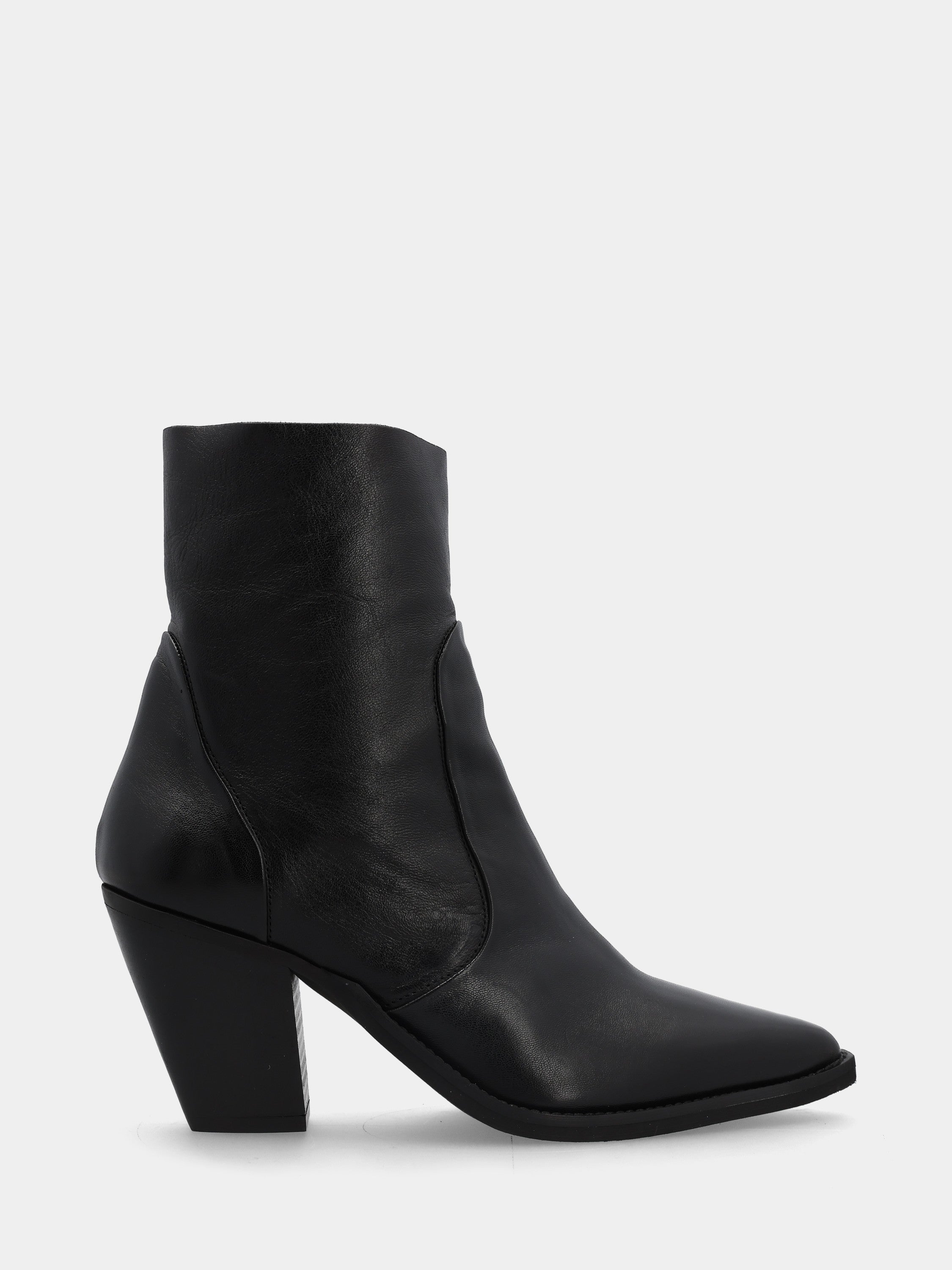 Bottes western en veau noir avec talon monobloc
