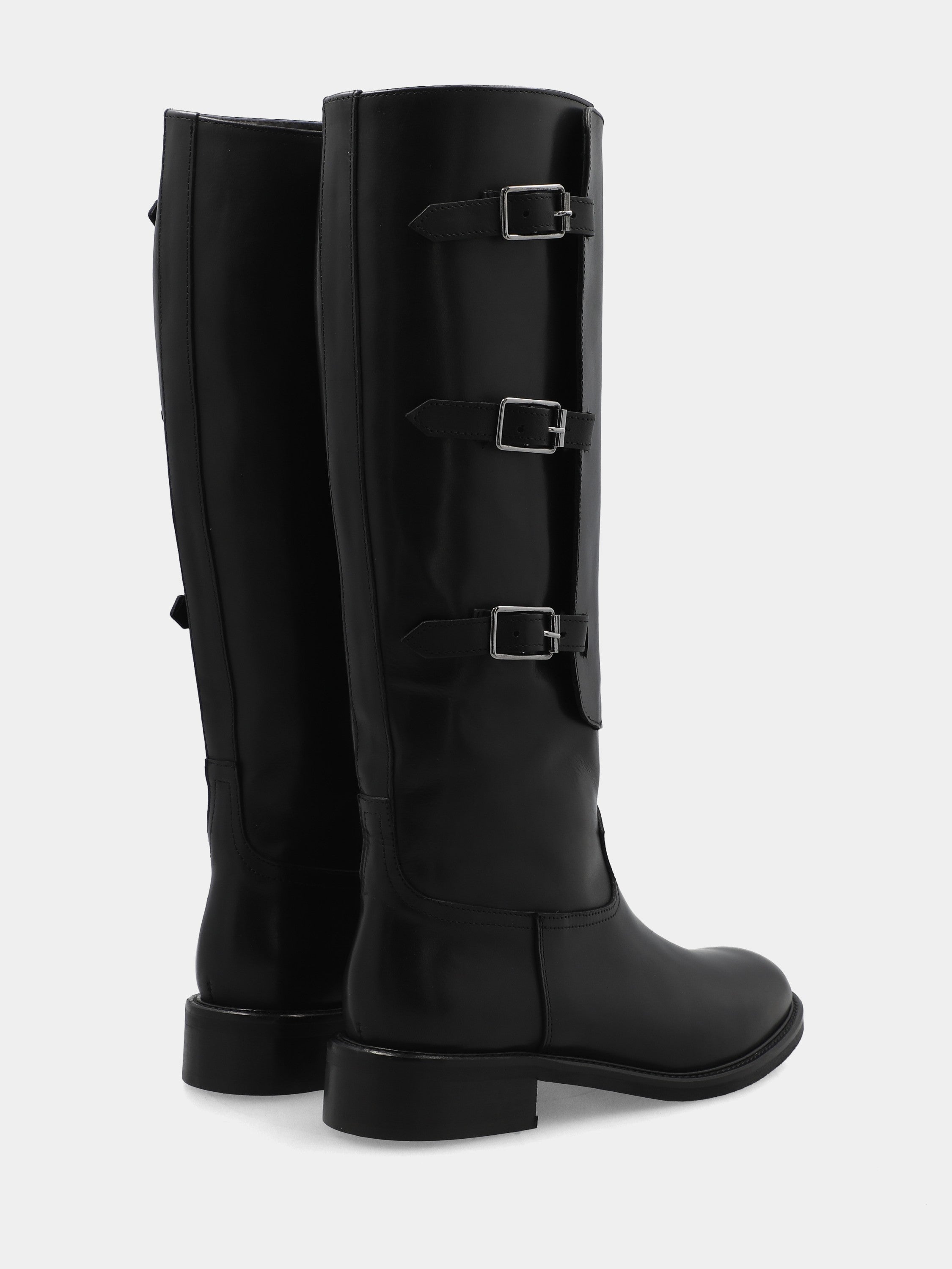 Stivale in vitello testa di moro con tre cinturini e tacco 30mm