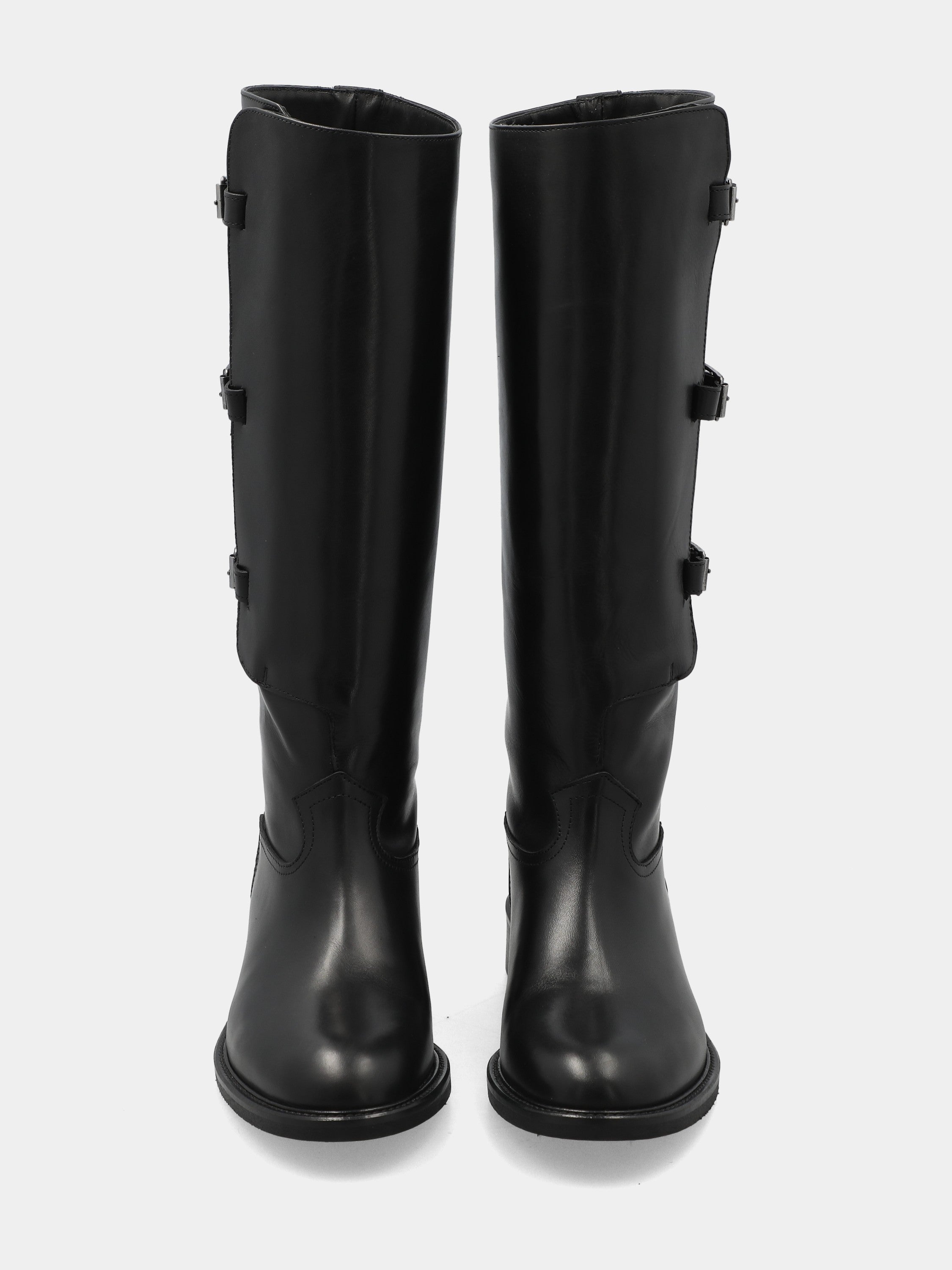 Stivale in vitello testa di moro con tre cinturini e tacco 30mm