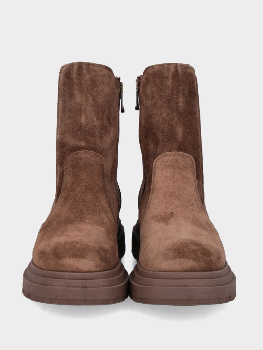 Beatles combat in camoscio marrone con platform e tacco monoblocco