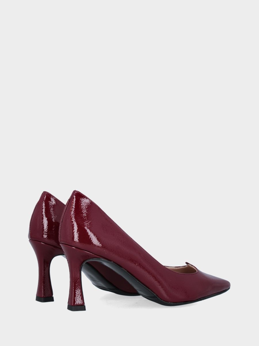 Décolleté in verlux bordeaux con scollo a onde e tacco incavato