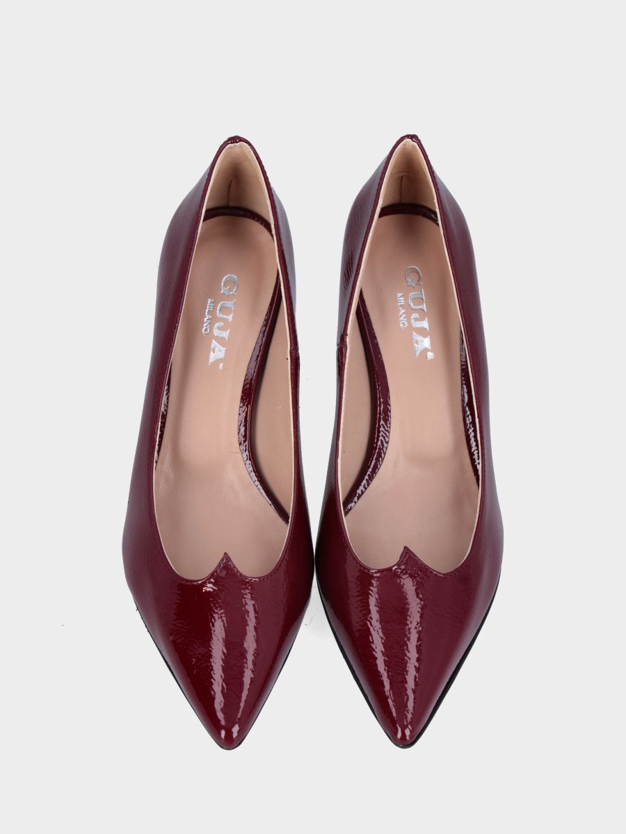 Décolleté in verlux bordeaux con scollo a onde e tacco incavato