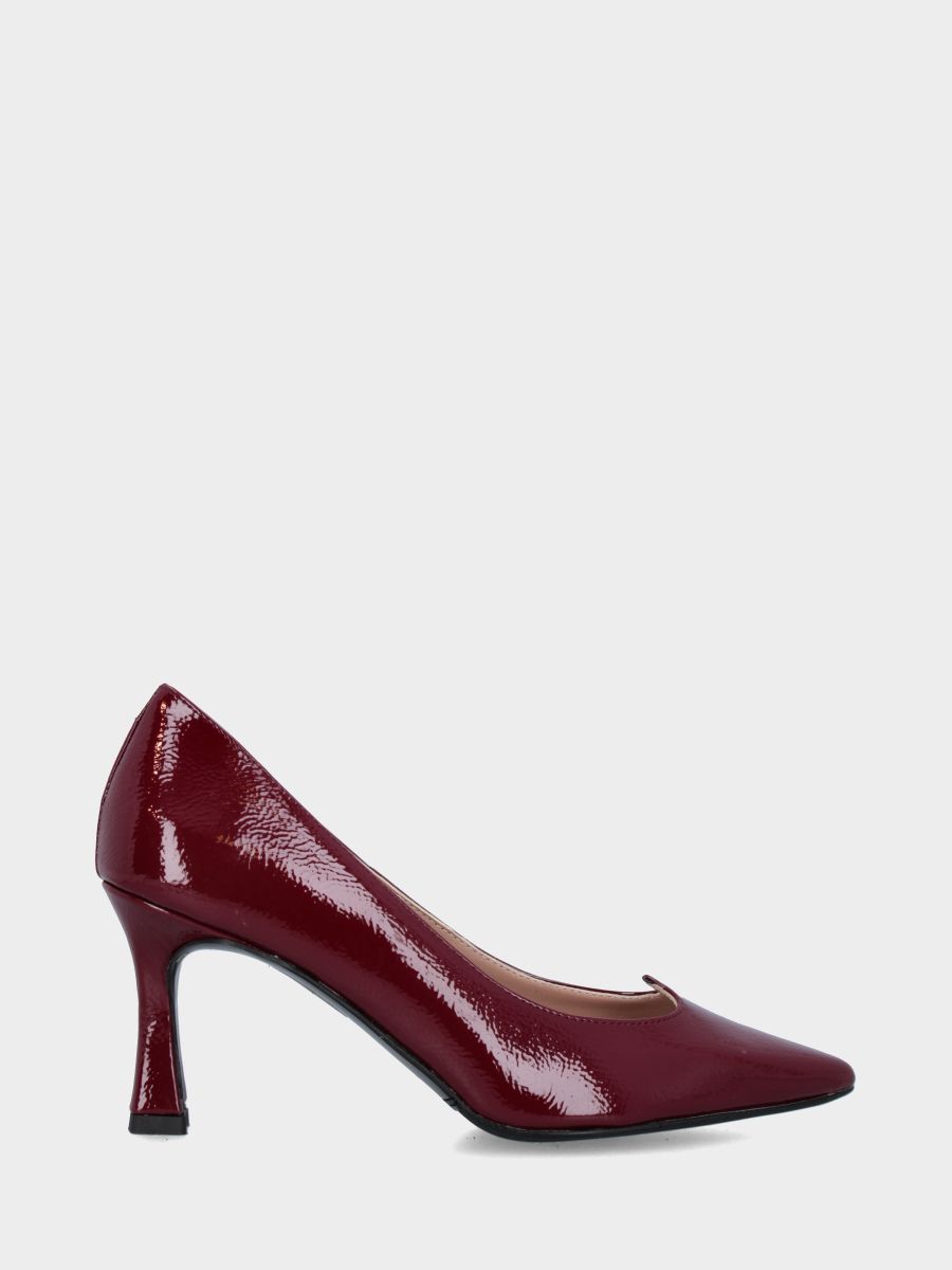 Décolleté in verlux bordeaux con scollo a onde e tacco incavato