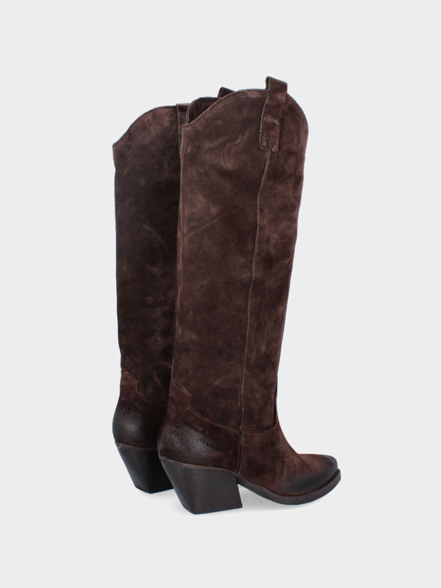 Camperos in velour testa di moro con punta sfilata e tacco alto