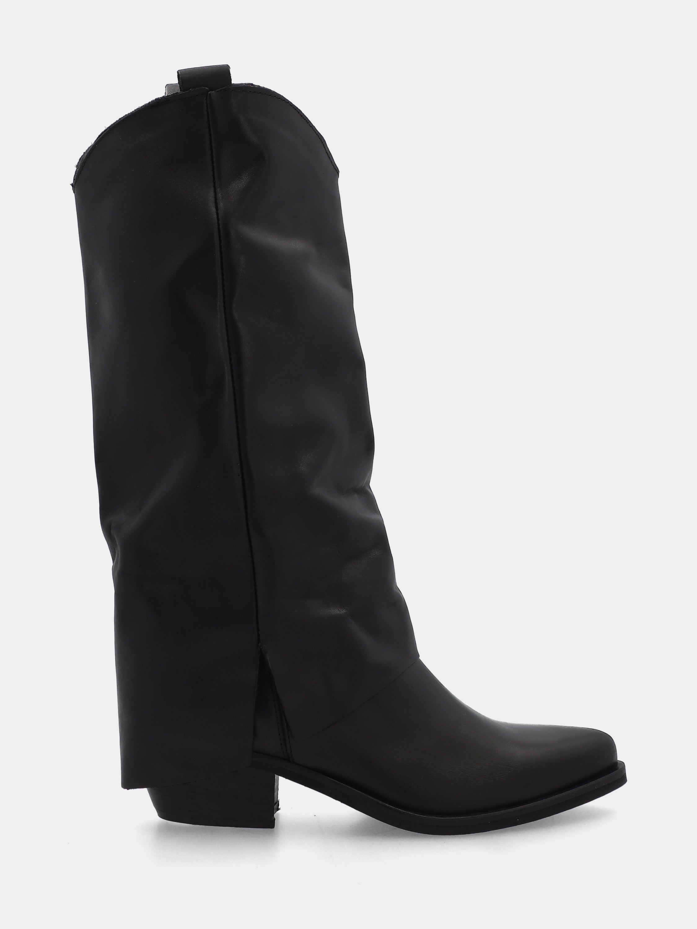 Camperos in vitello nero con ghetta risvoltata 40mm