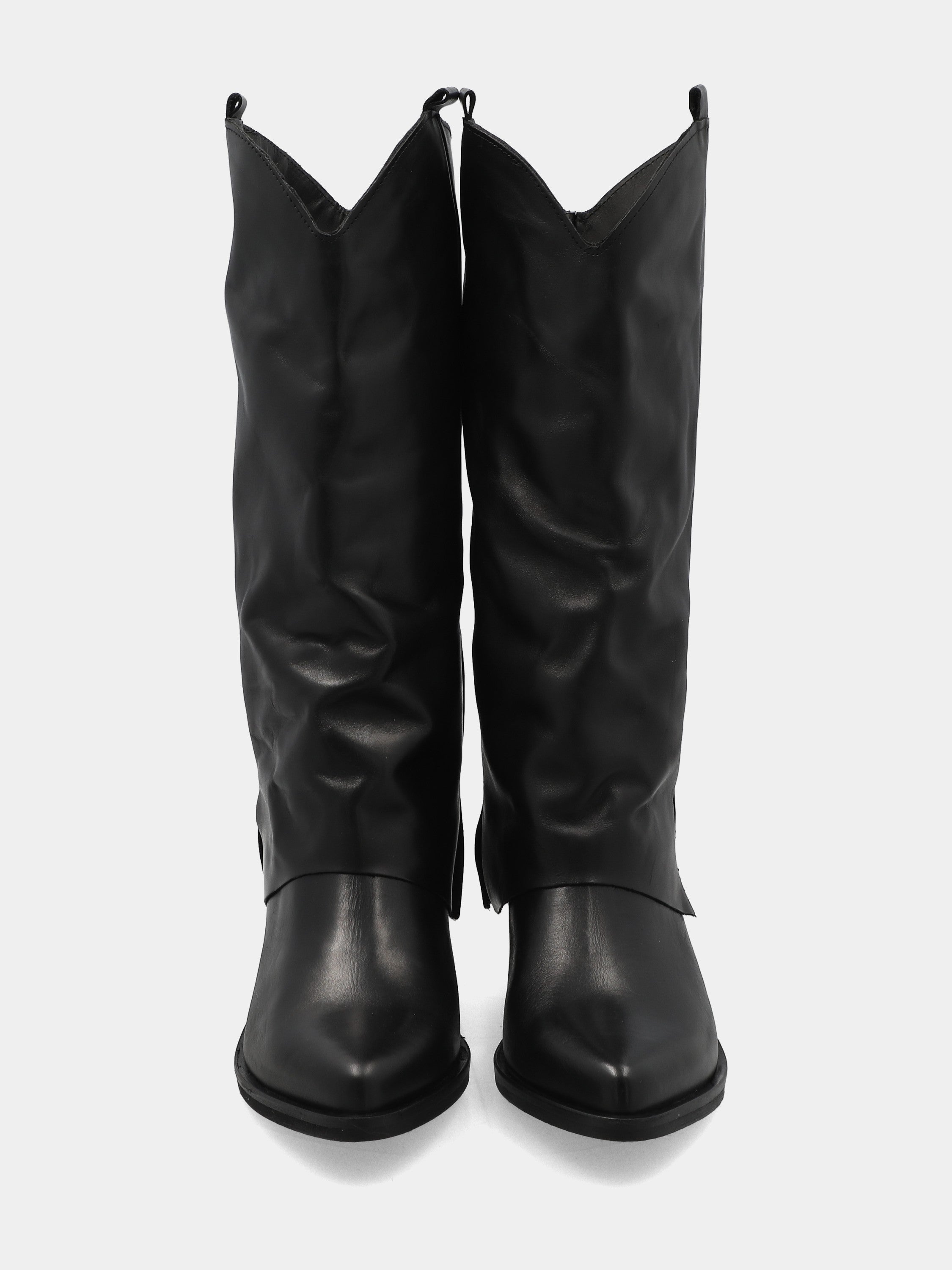 Camperos in vitello nero con ghetta risvoltata 40mm