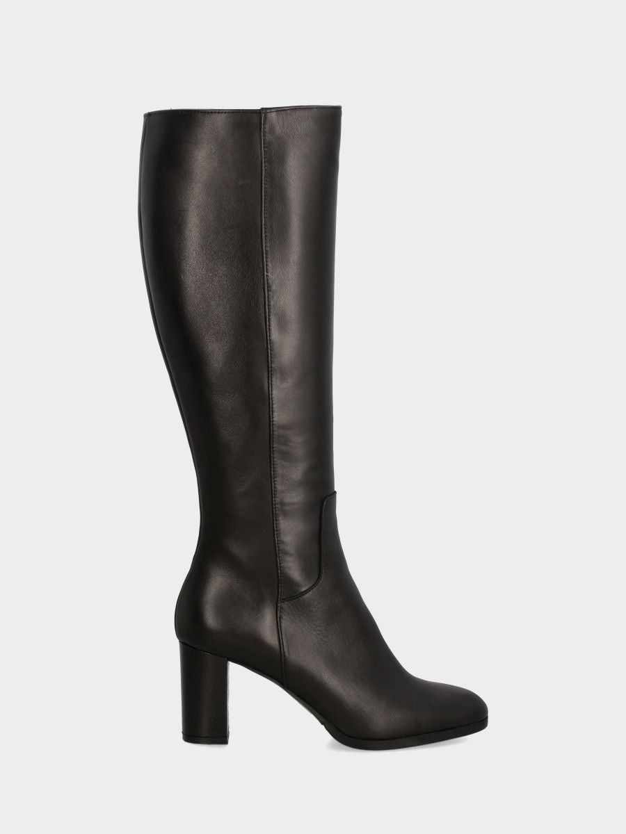 Botte en veau noir avec talon bloc