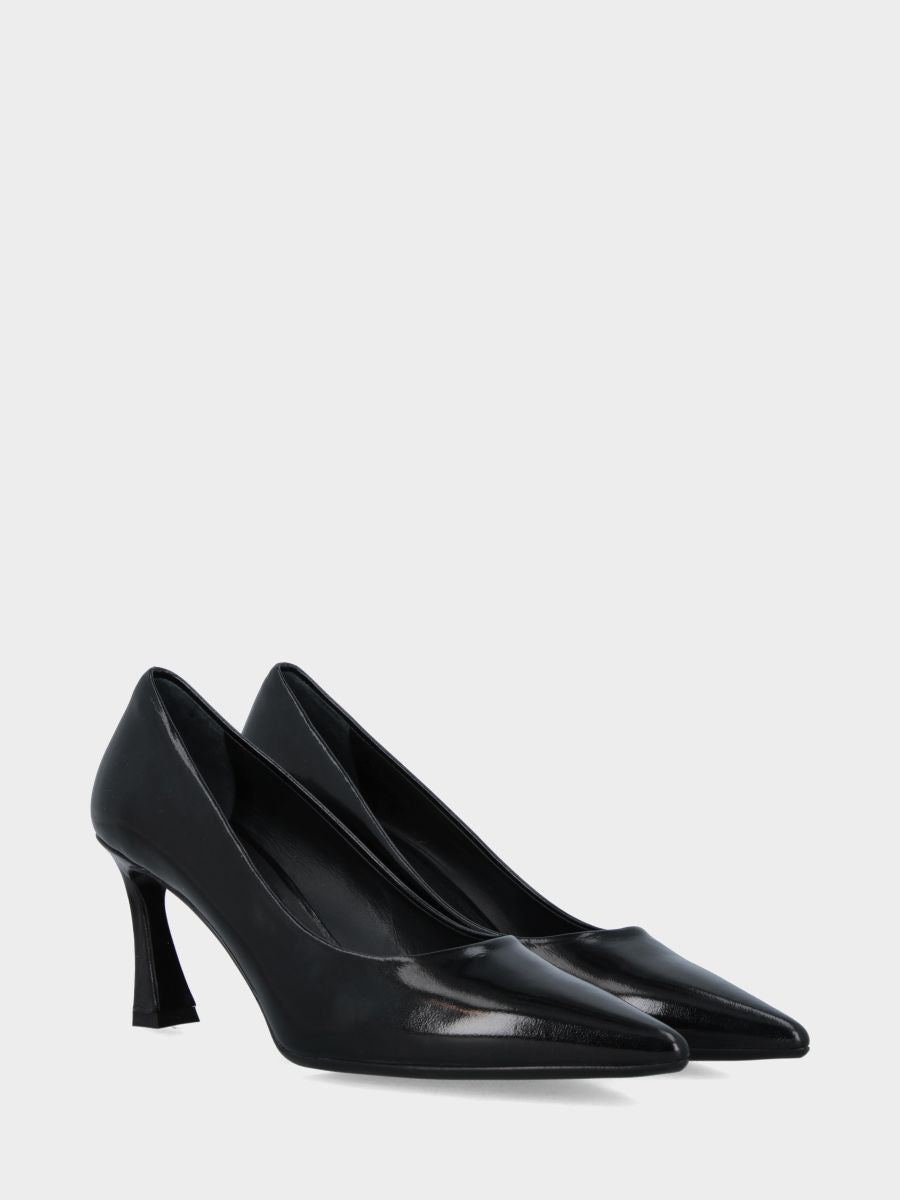 Escarpins en verni miroir noir avec talon creux