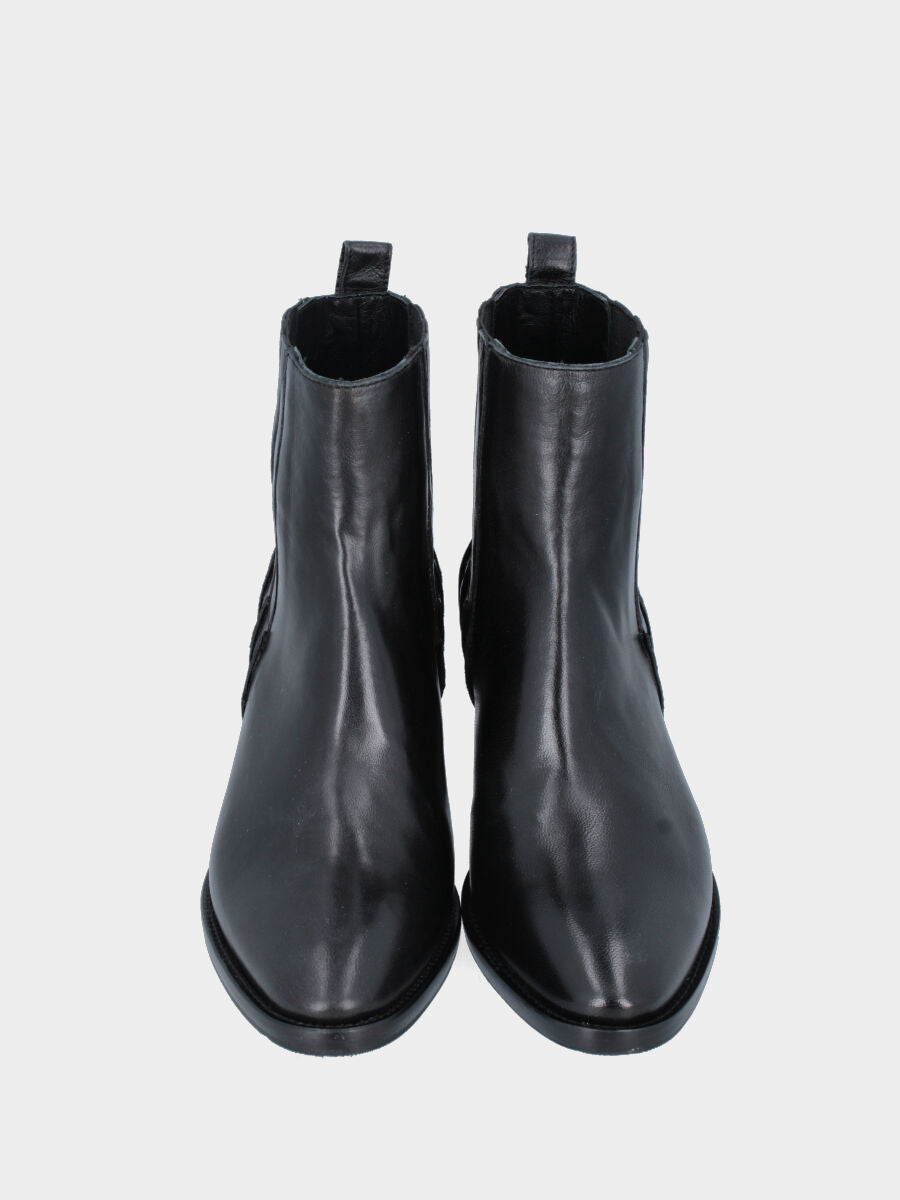 Camperos a stivaletto in vitello nero con fascette in pelle