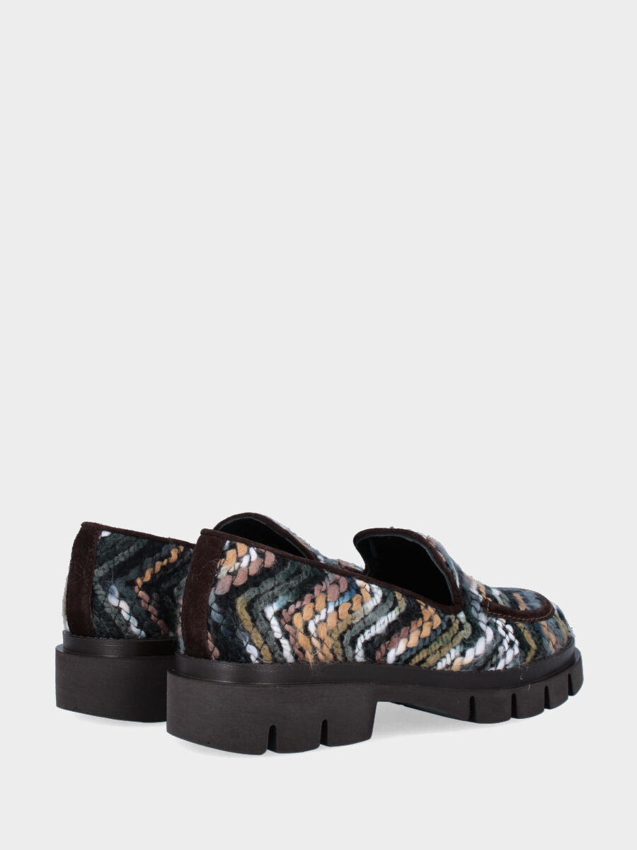 Mocassino in tessuto multicolor con punta tonda e monoblocco