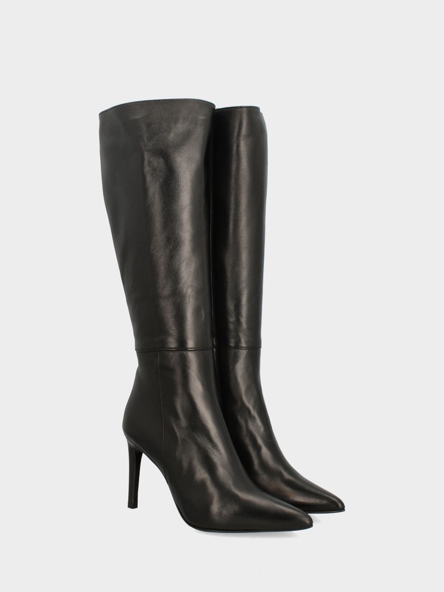 Stivale in nappa nera con stiletto a coda da 100 mm