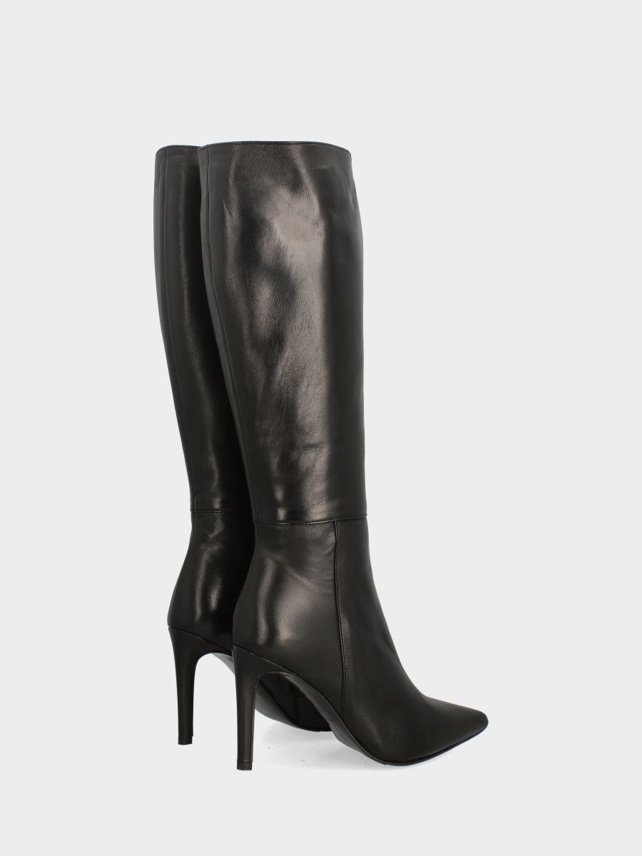 Stivale in nappa nera con stiletto a coda da 100 mm