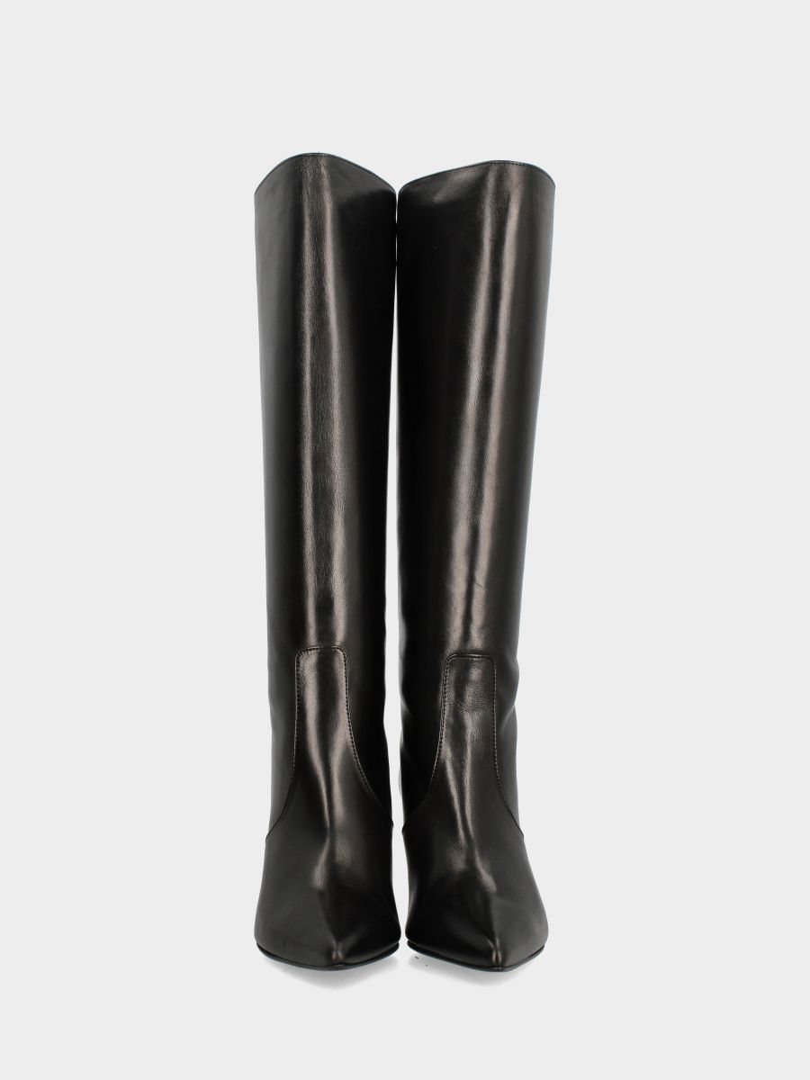 Botte en nappa noire avec talon aiguille