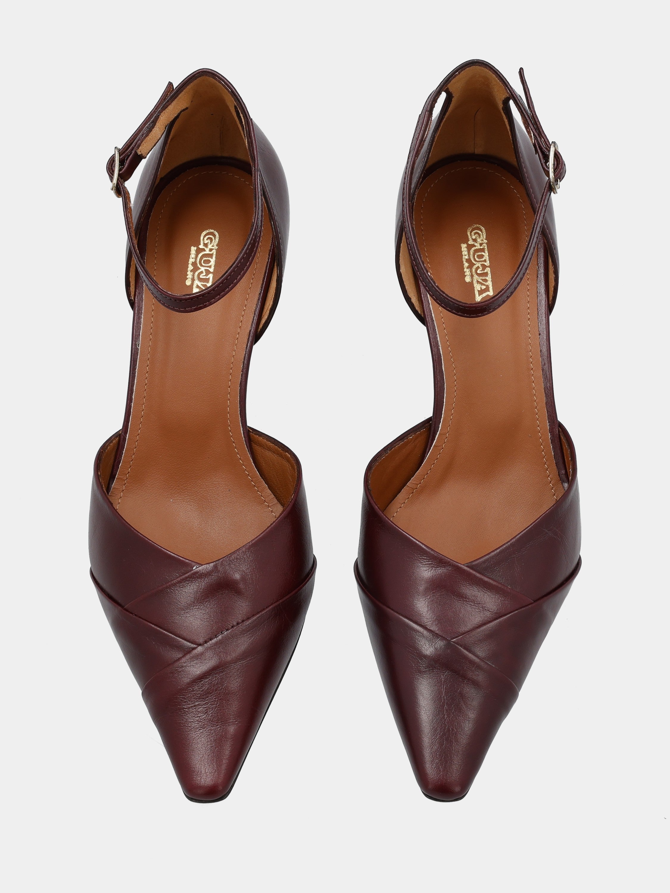 Sandalo monoblocco in vitello rosso con fascia ripiegata