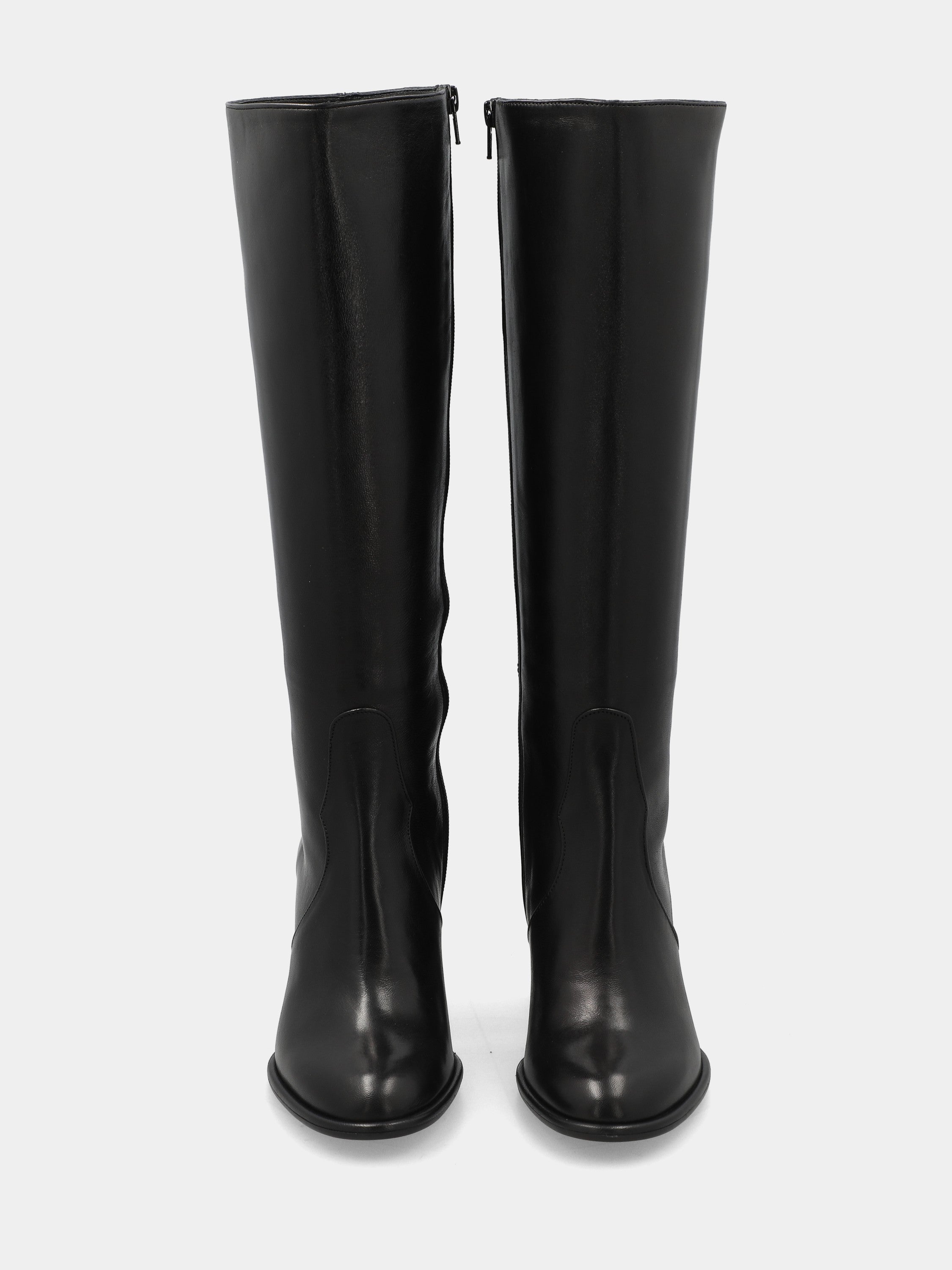 Stivale in nappa nero con tacco 70mm e plateau 10mm