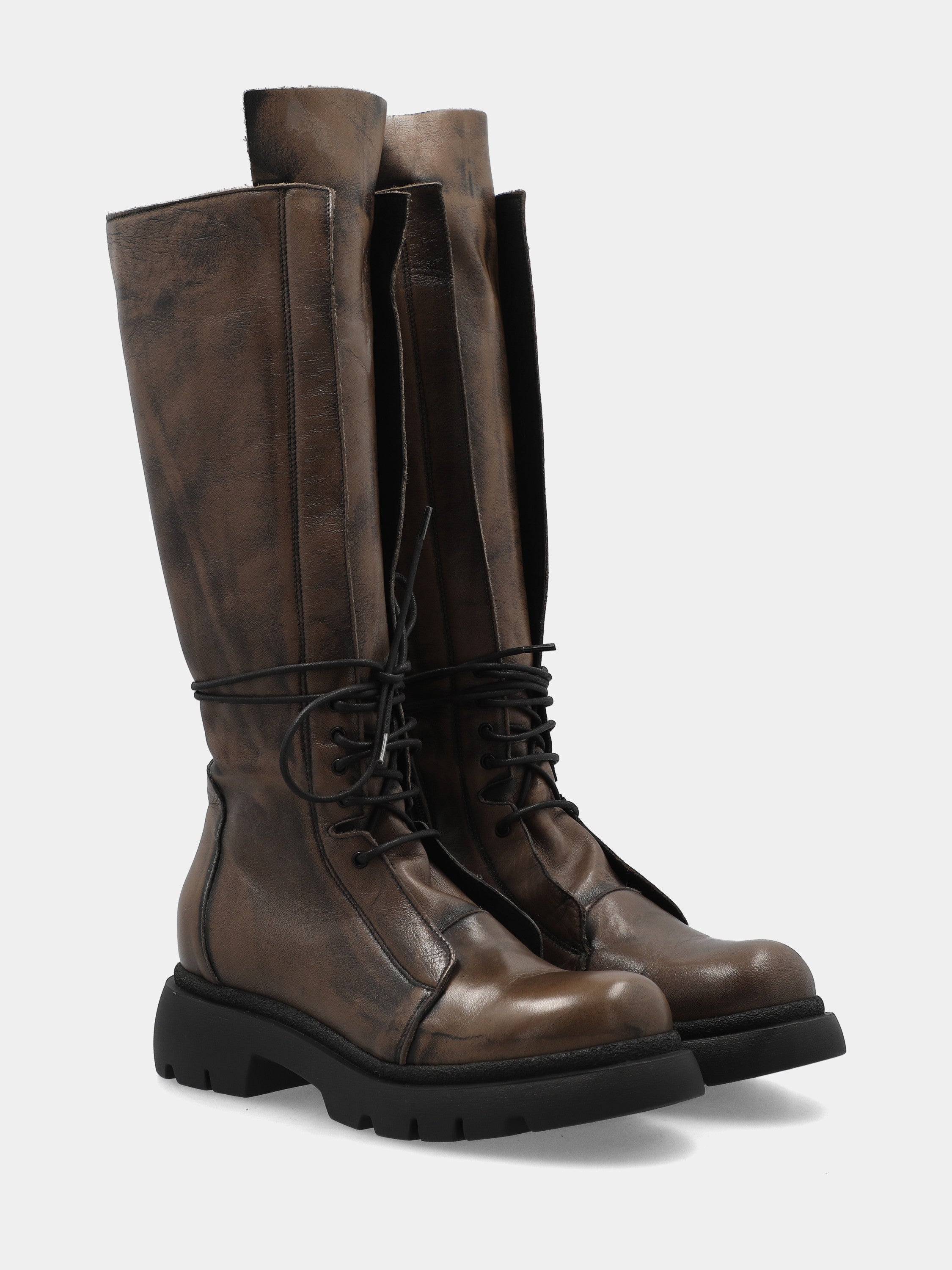 Boot de combat en nappa boue avec plateforme et fermeture éclair latérale