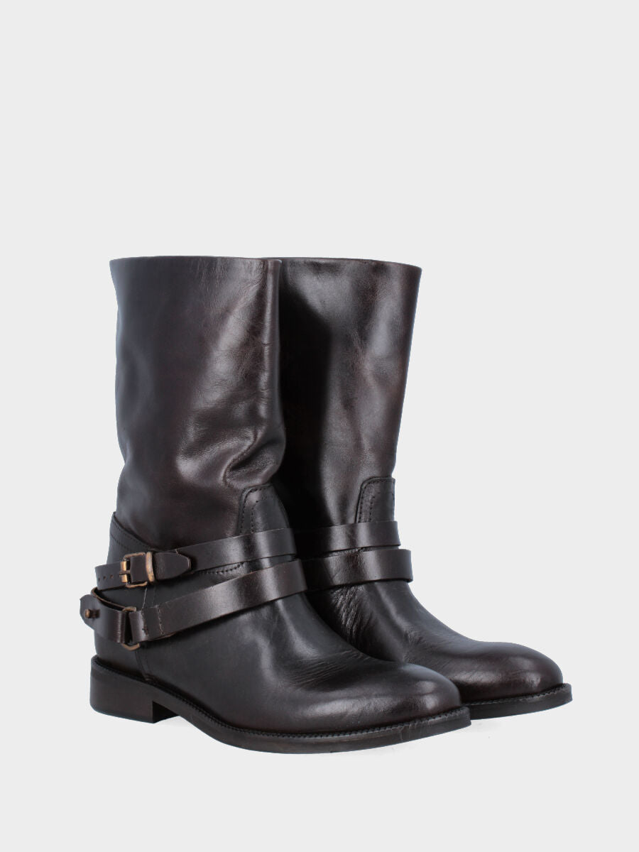 Camperos in vitello testa di moro con cinturini alla caviglia