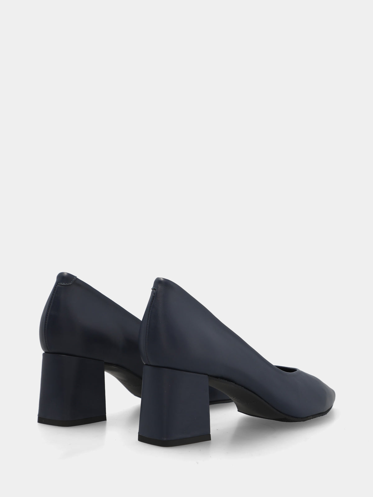 Décolleté in nappa blu con tacco a blocco