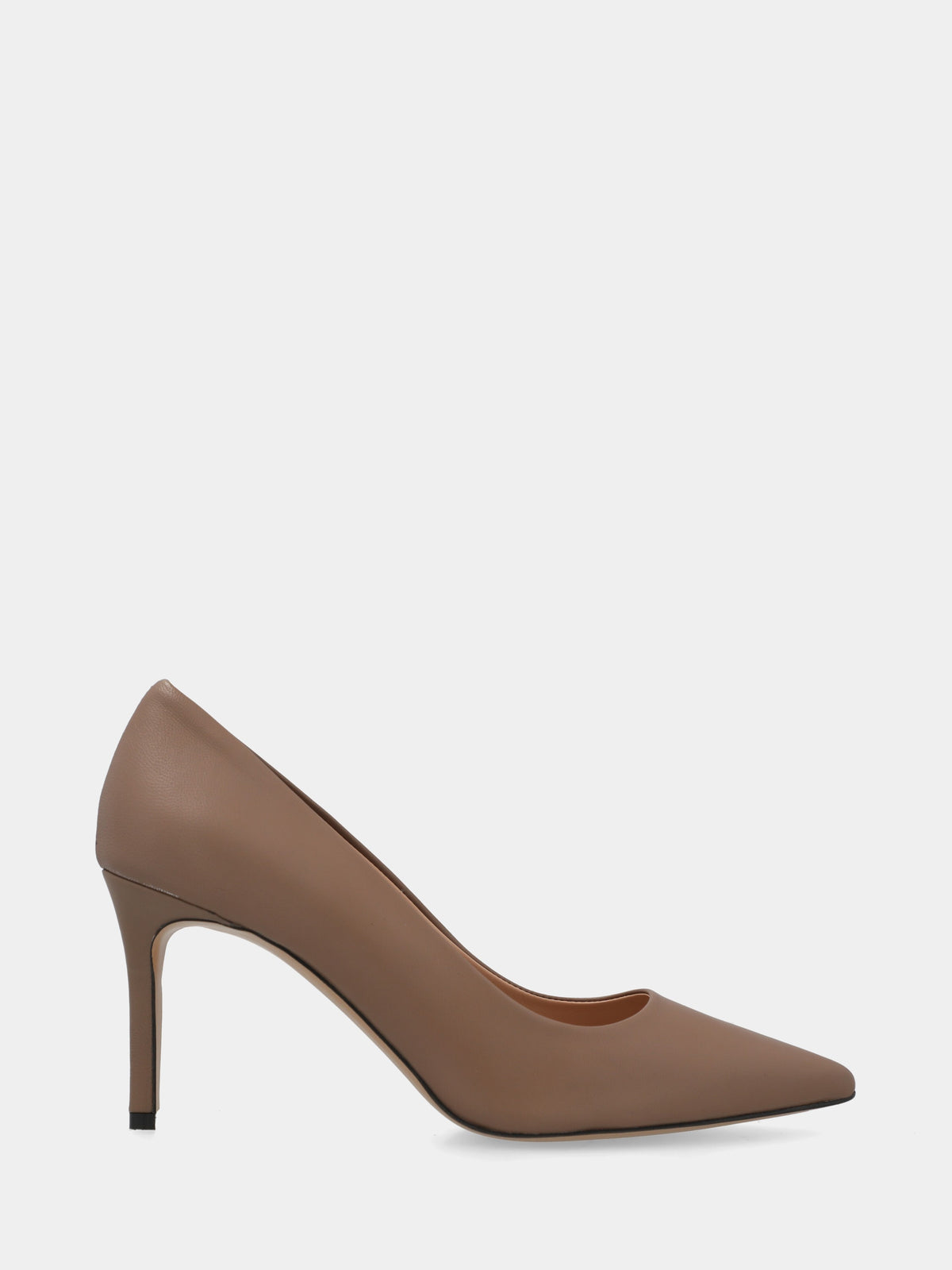 Décolleté in nappa beige con tacco a calice