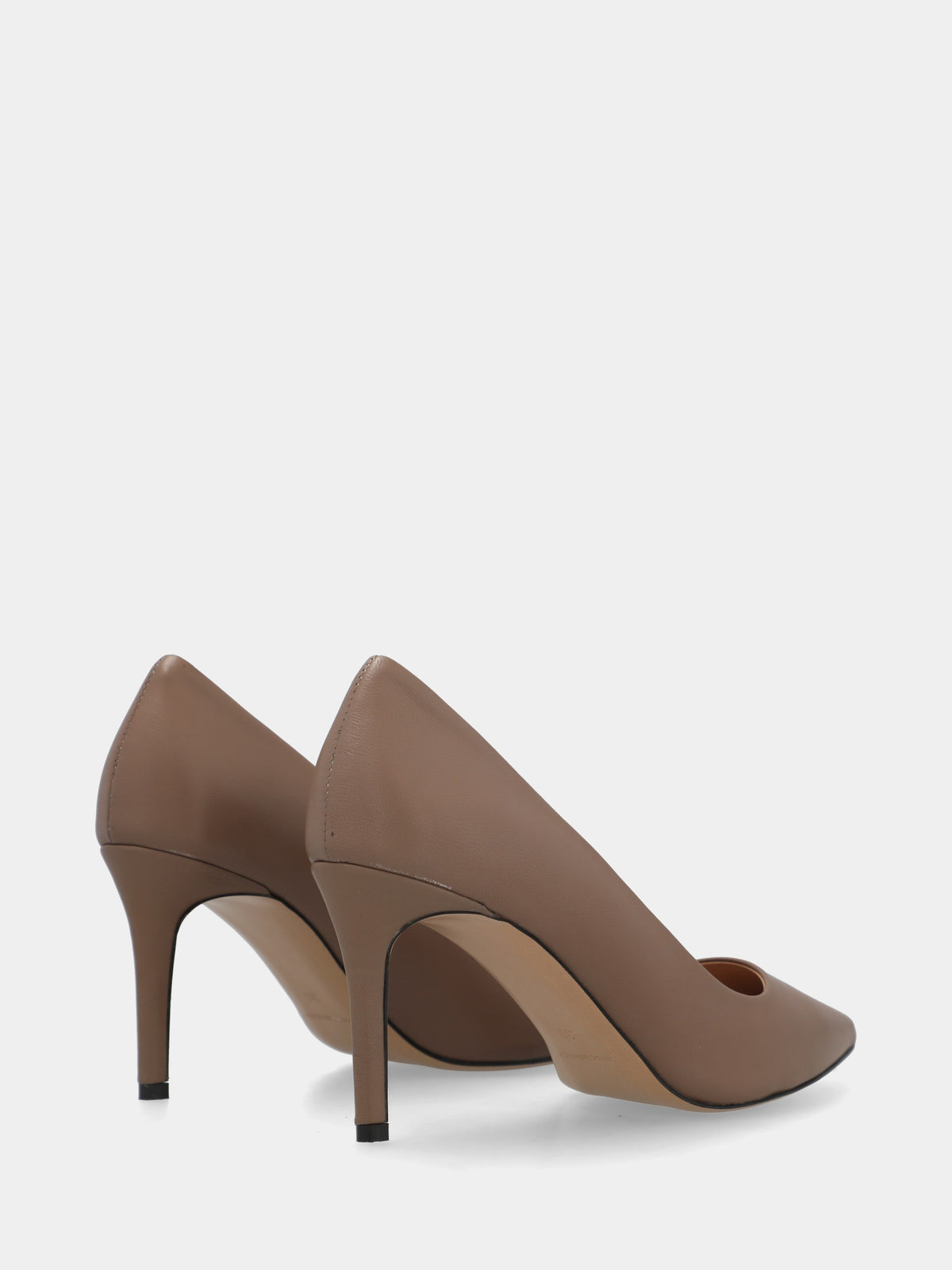 Décolleté in nappa beige con tacco a calice