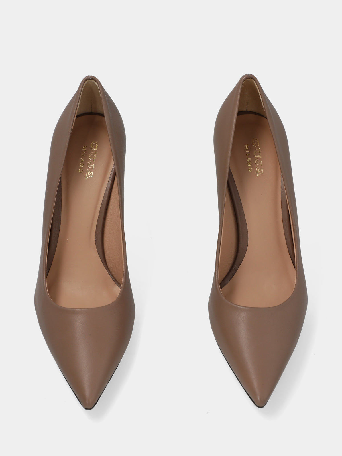 Décolleté in nappa beige con tacco a calice