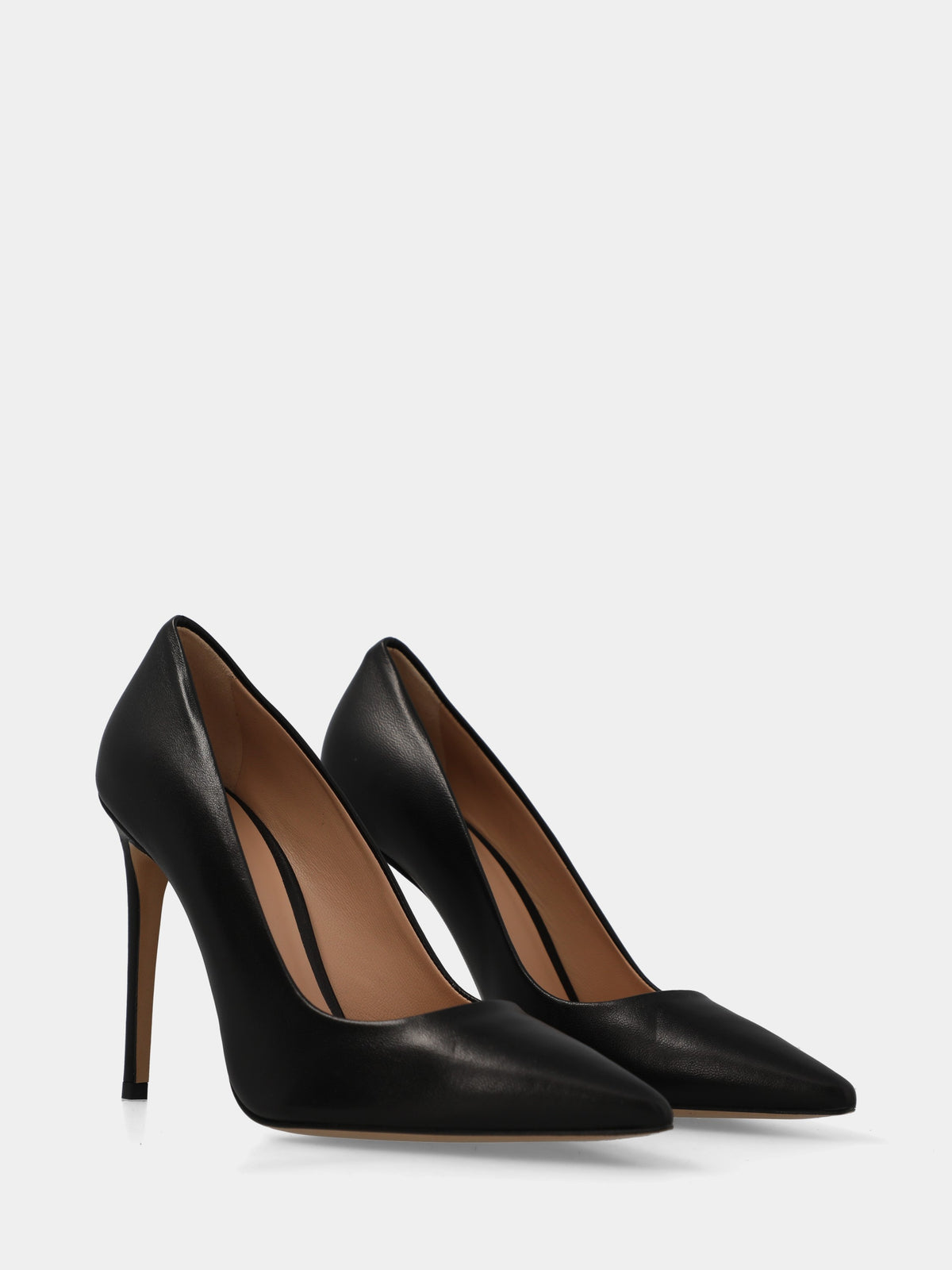 Décolleté in nappa nera con tacco a coda stiletto
