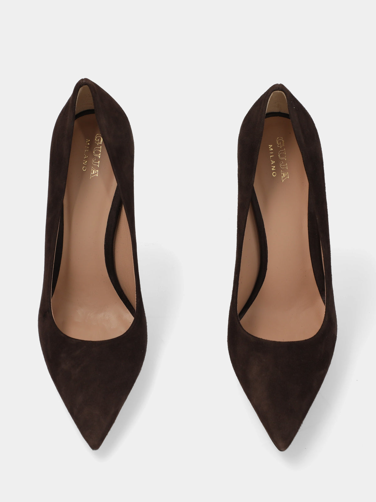 Décolleté in camoscio testa di moro con tacco a coda stiletto