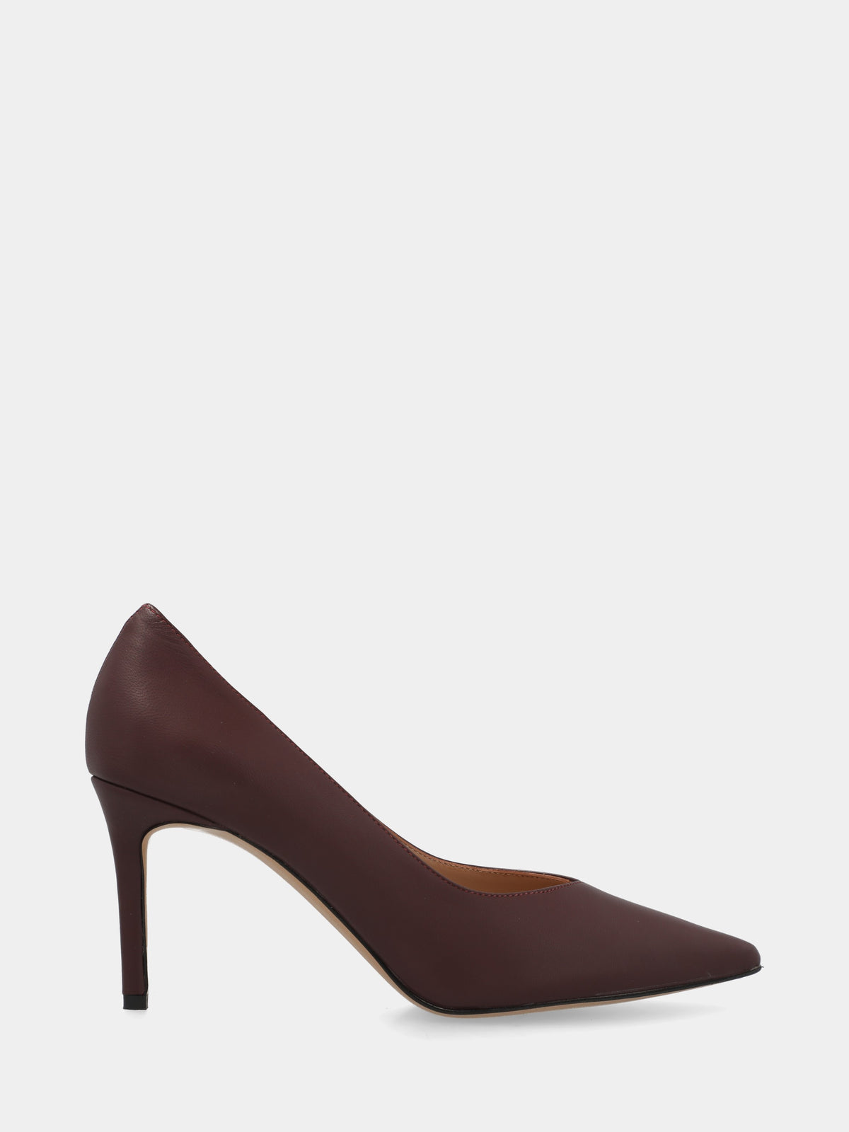 Décolleté in nappa bordeaux con tacco a coda a calice