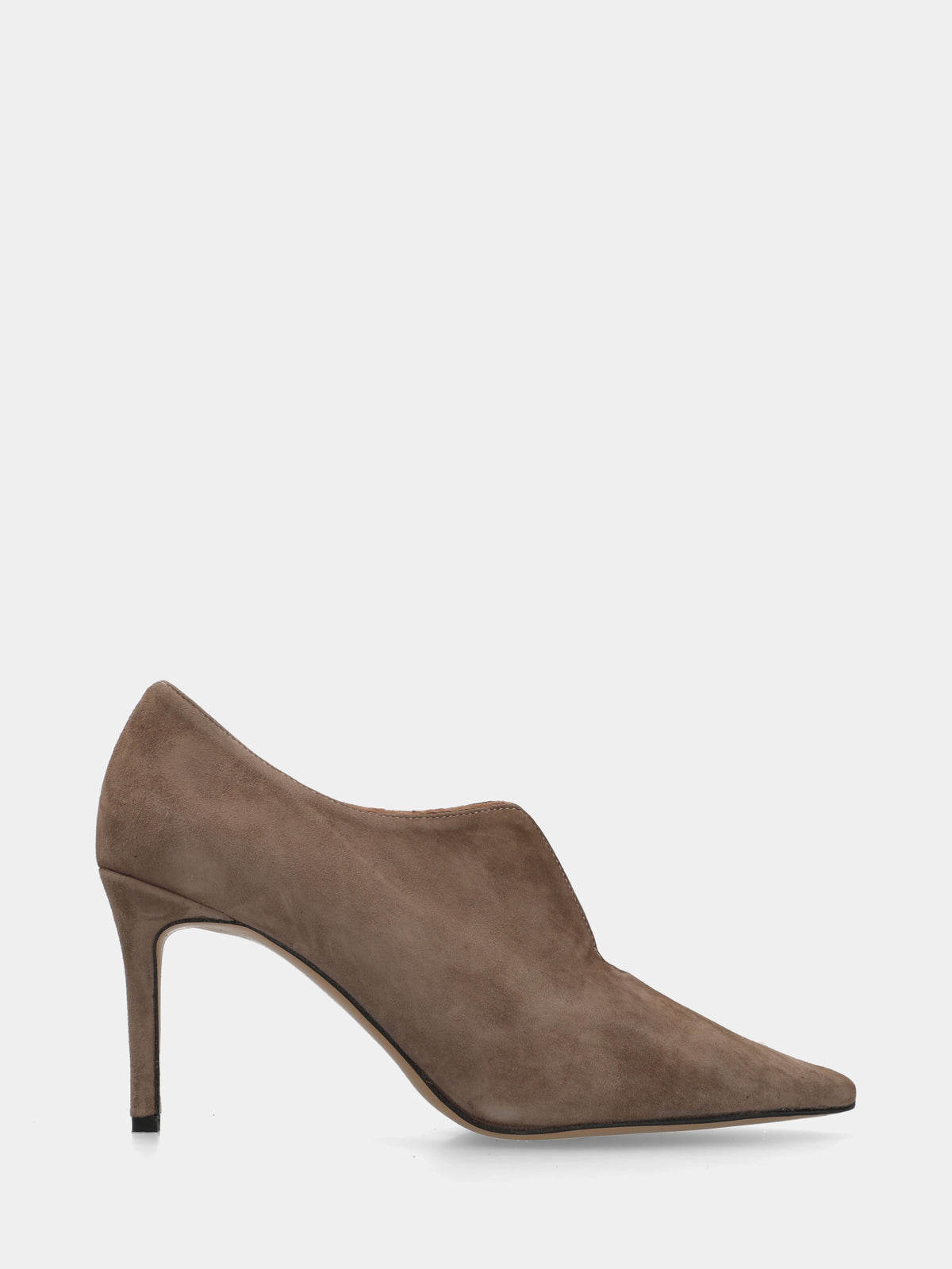Tronchetto in camoscio beige con tacco a calice