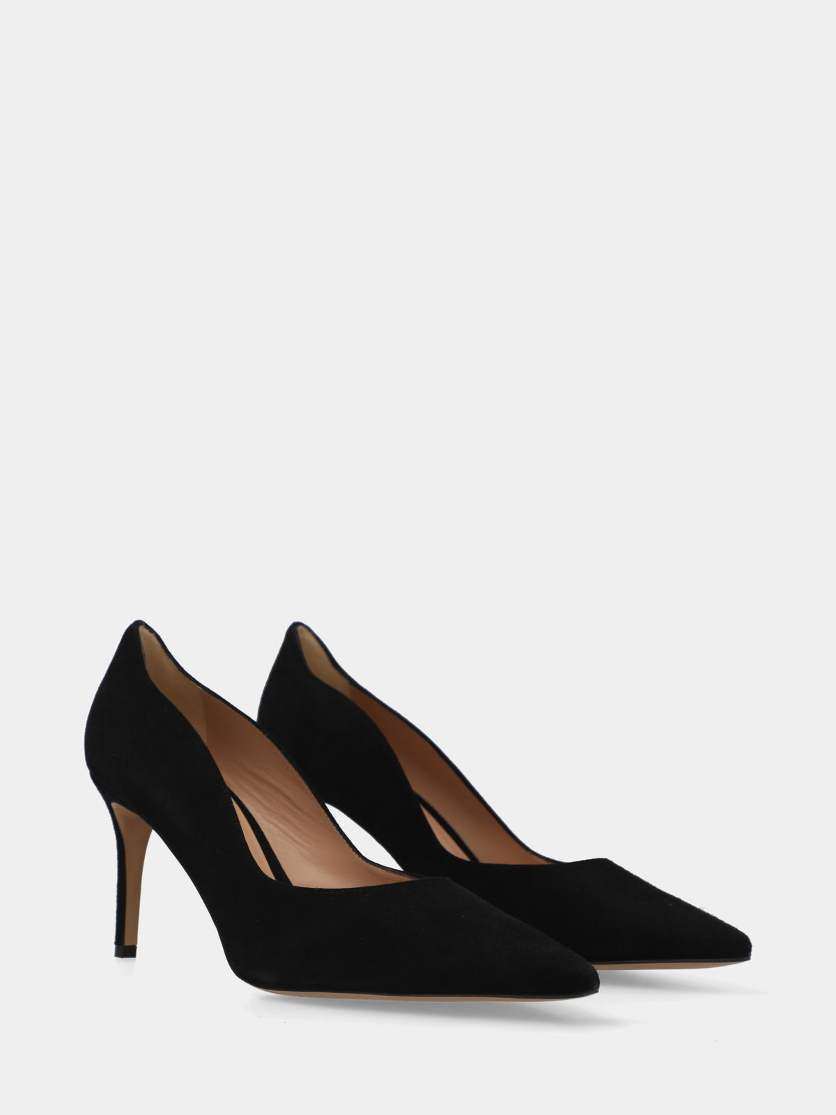 Décolleté in camoscio nero con scollatura ondulata