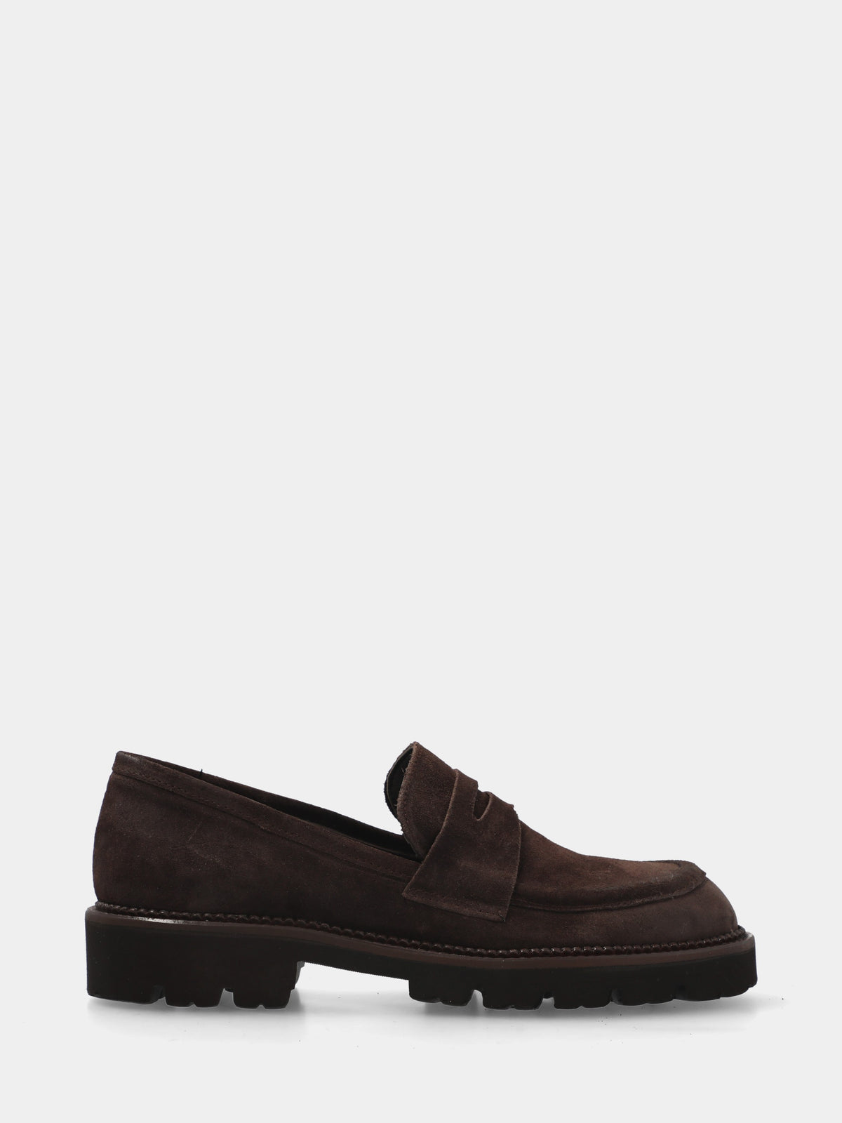 Mocassino in velour testa di moro con suola carrarmato