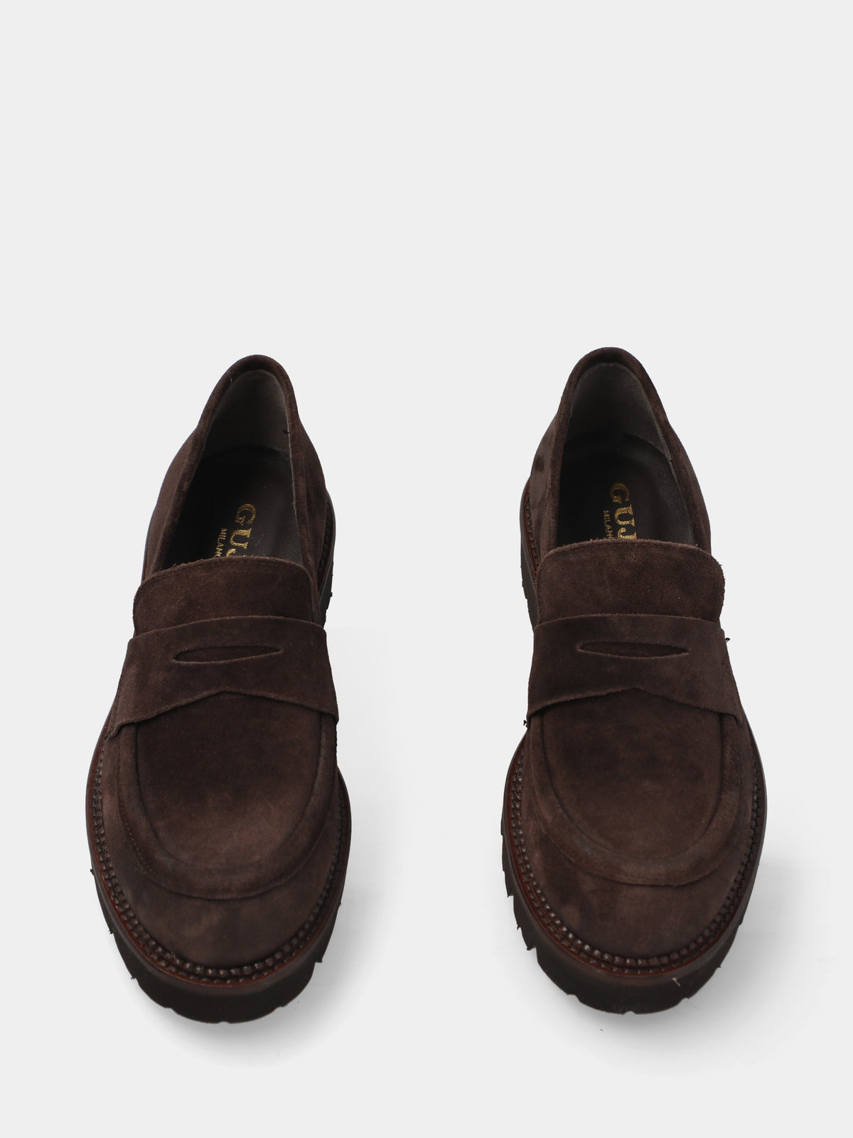 Mocassino in velour testa di moro con suola carrarmato
